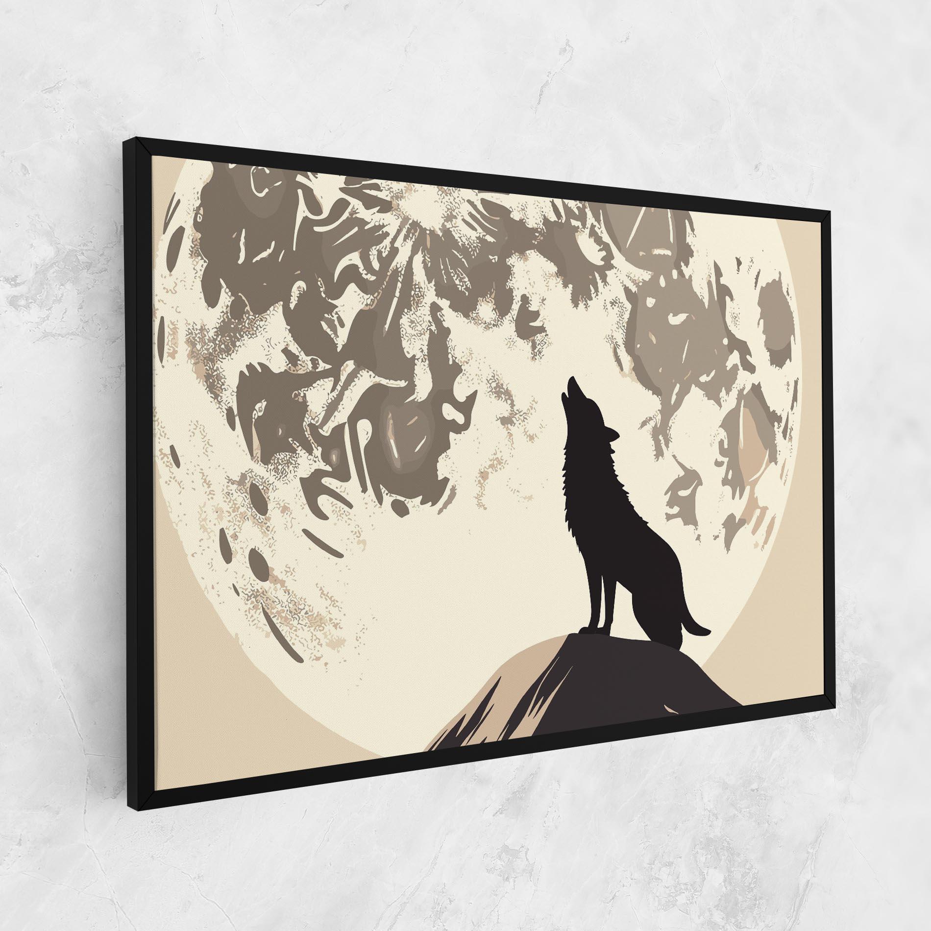 Leinwandbild Cream Moon Wolf mockup 1