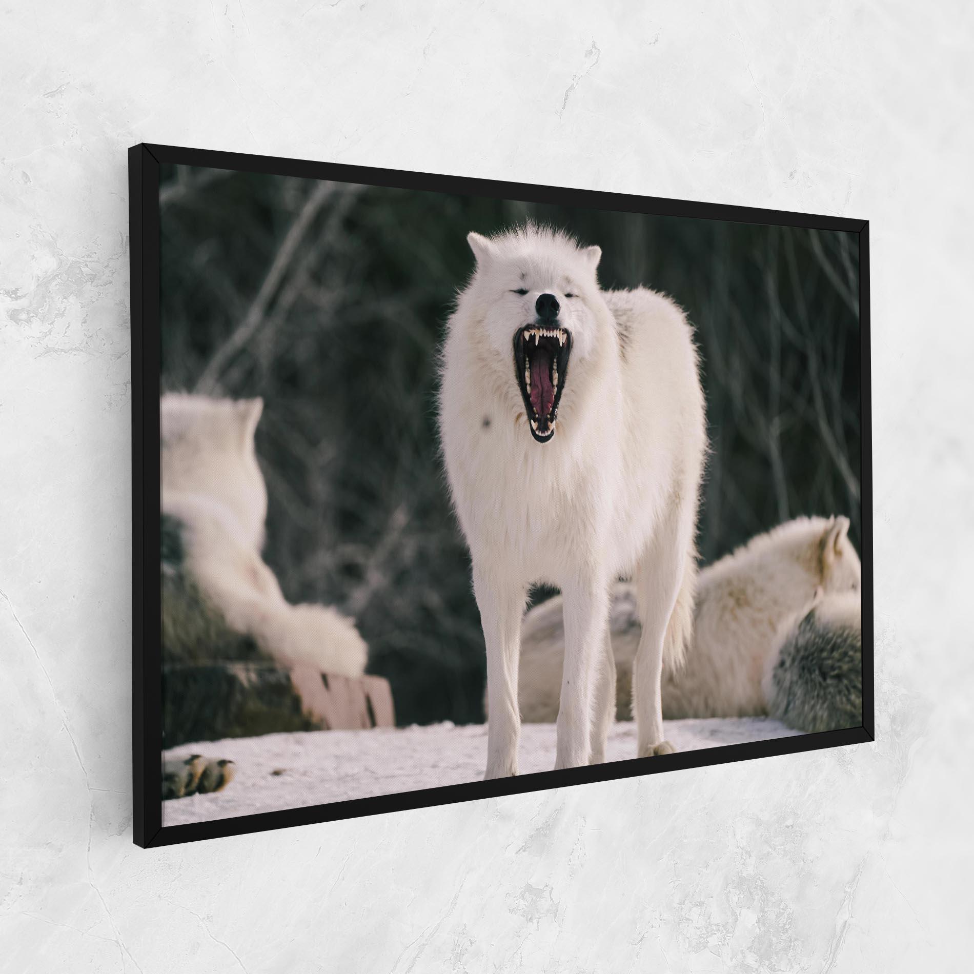 Leinwandbild Laughing White Wolf mockup 1