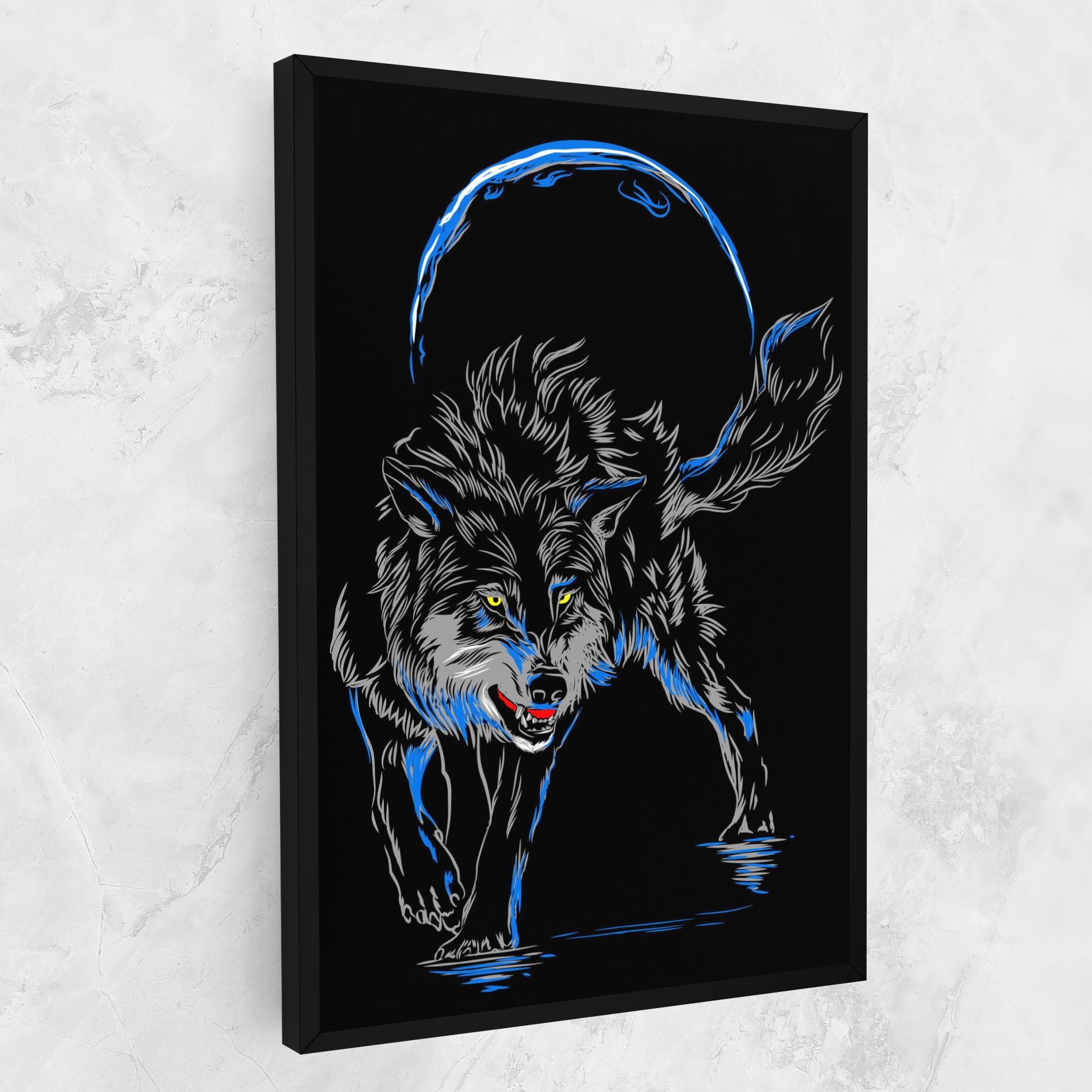 Leinwandbild Grey Blue Wolf mockup 1