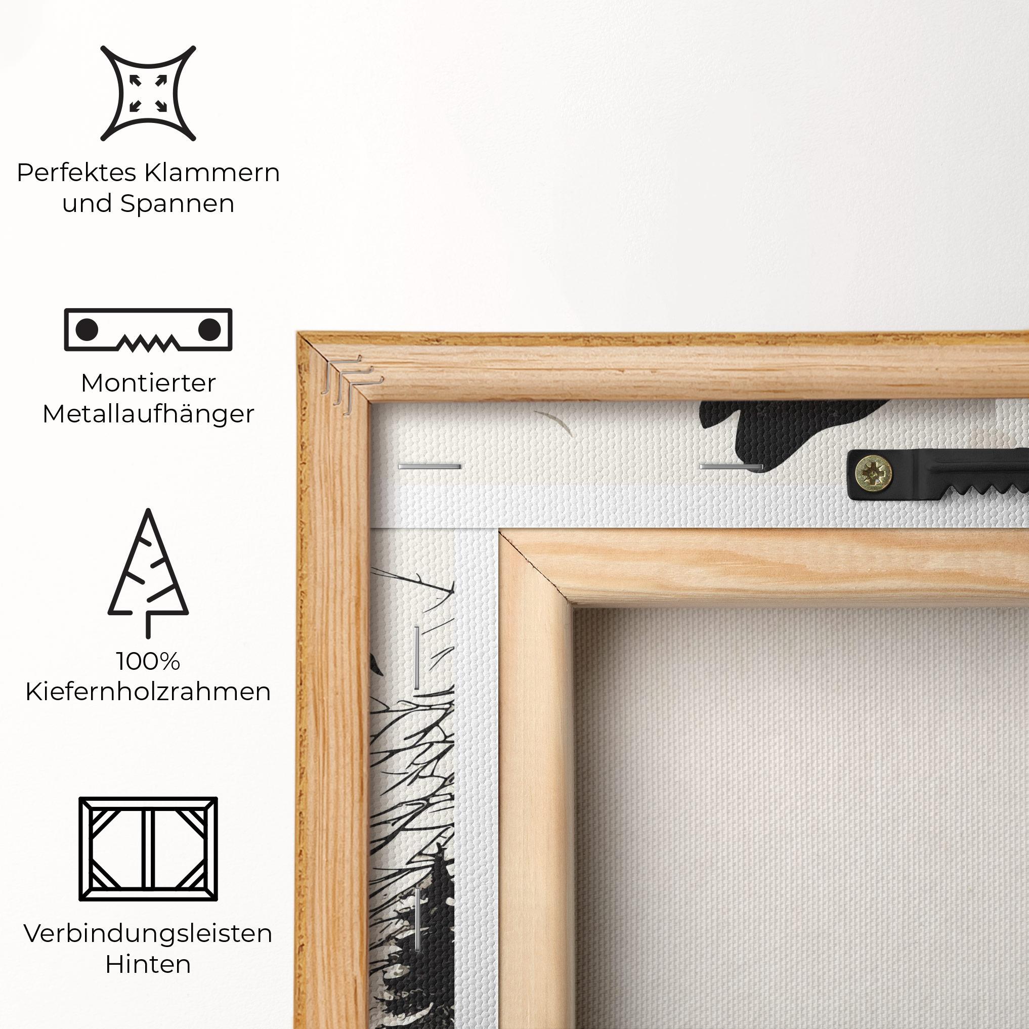 Leinwandbild Black On Cream Wolf mockup 5