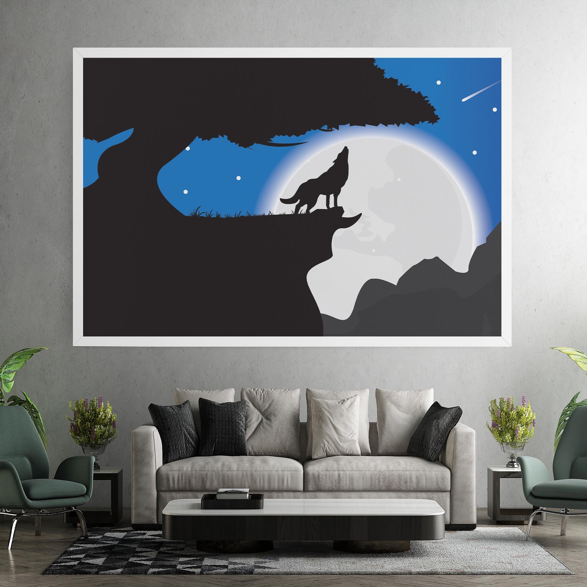 Leinwandbild Blue Light Wolf mockup 7