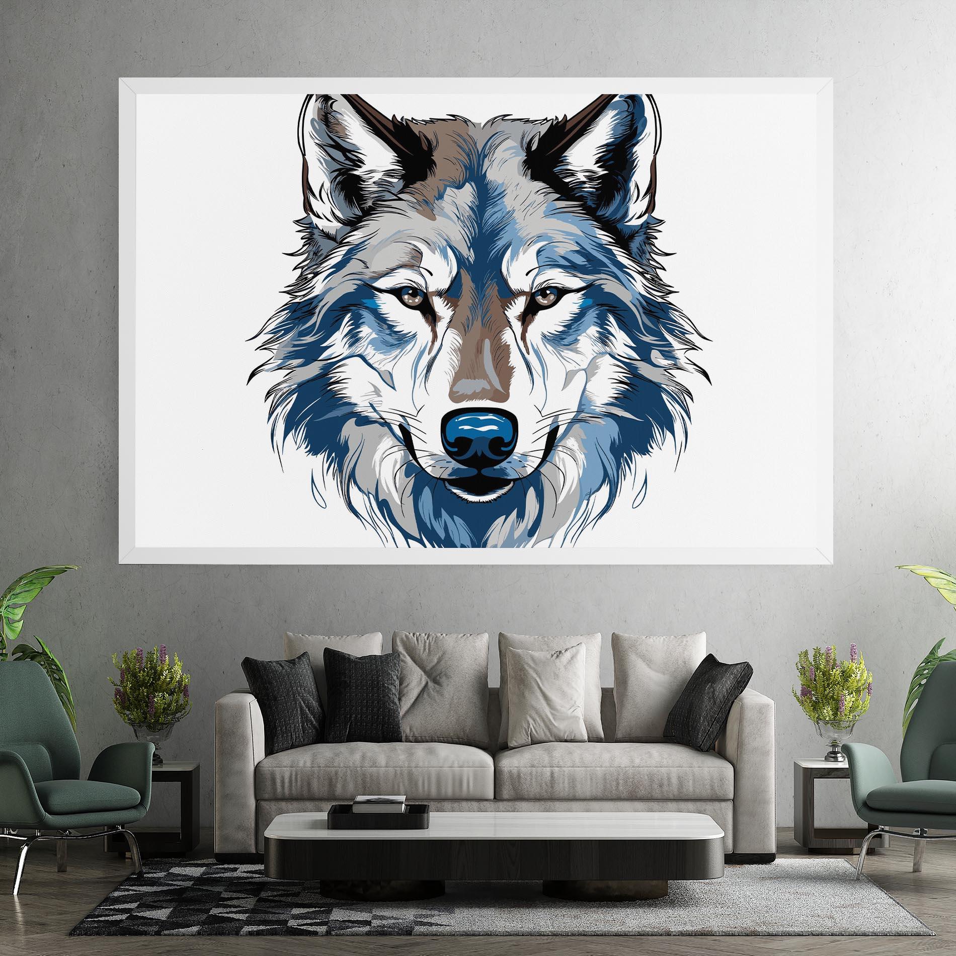 Leinwandbild Blue Wolf Head mockup 7