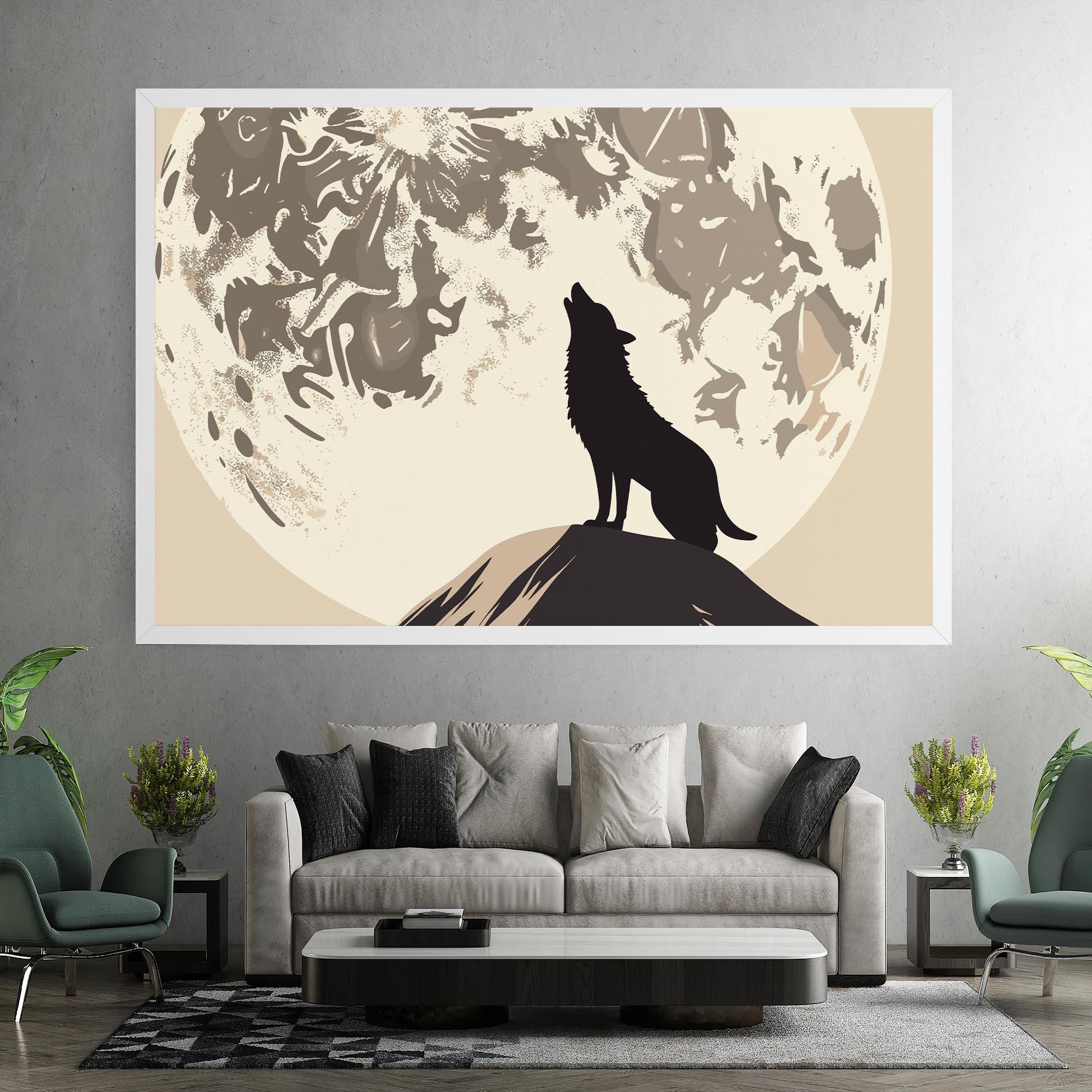 Leinwandbild Cream Moon Wolf mockup 7