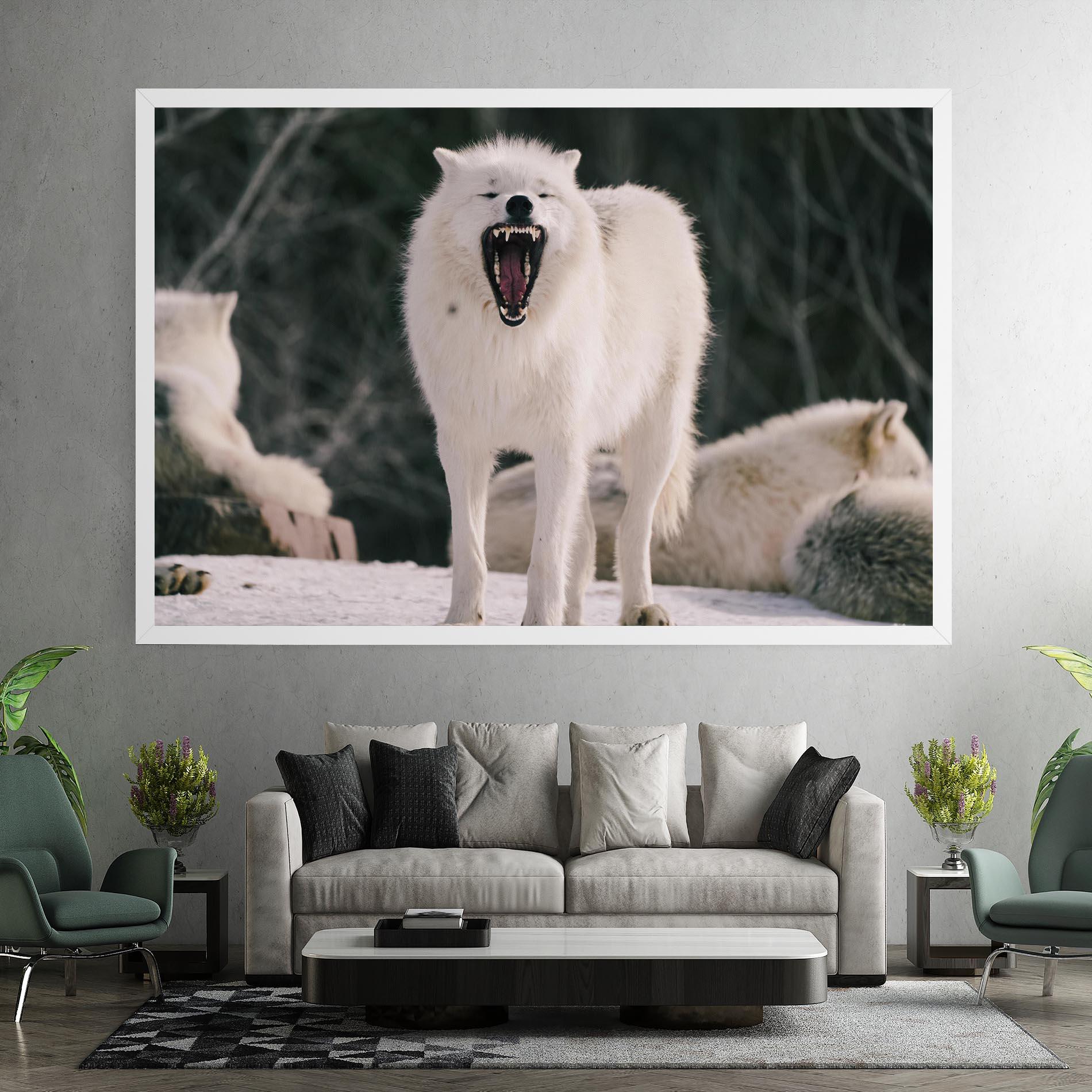 Leinwandbild Laughing White Wolf mockup 7