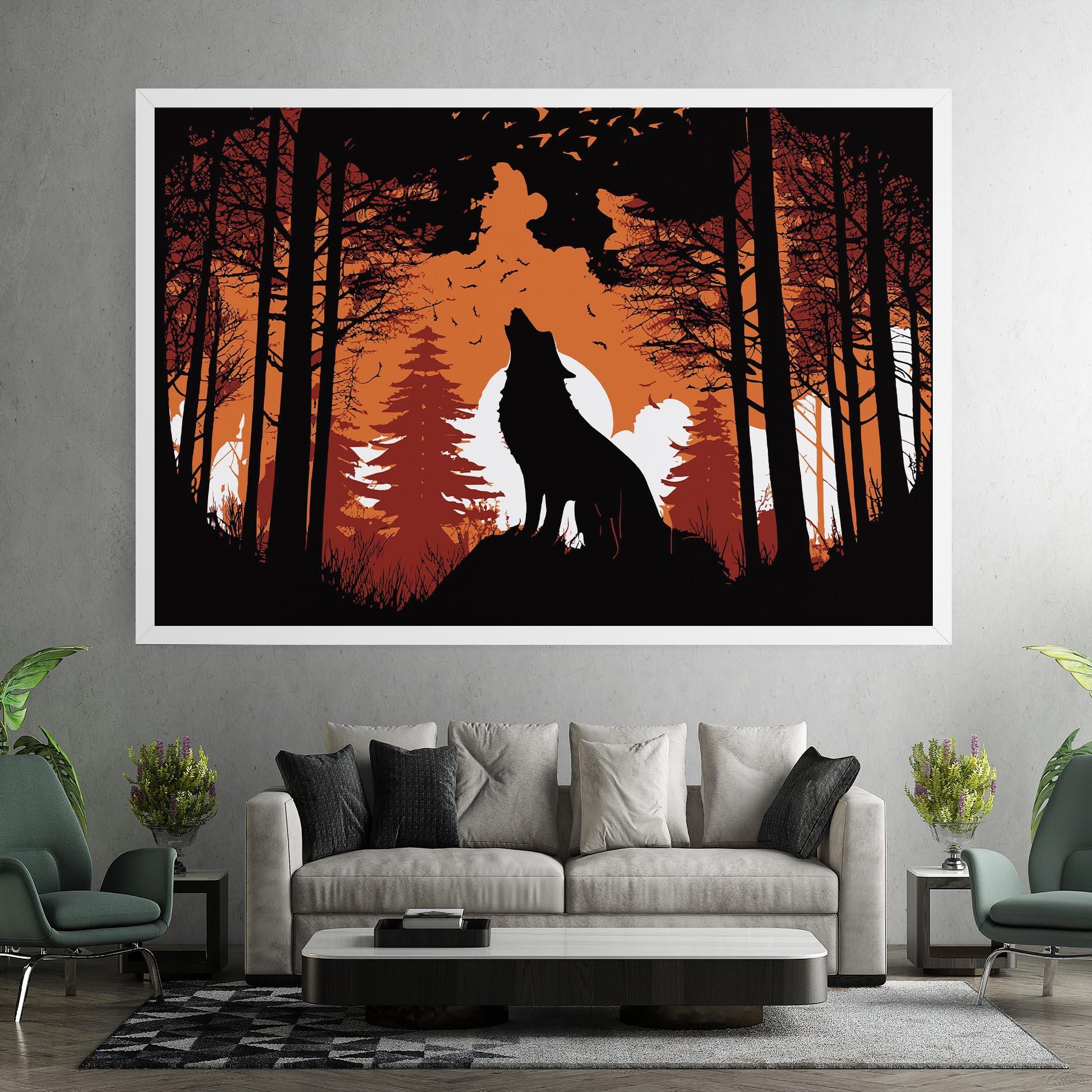 Leinwandbild Orange Sky Wolf mockup 7