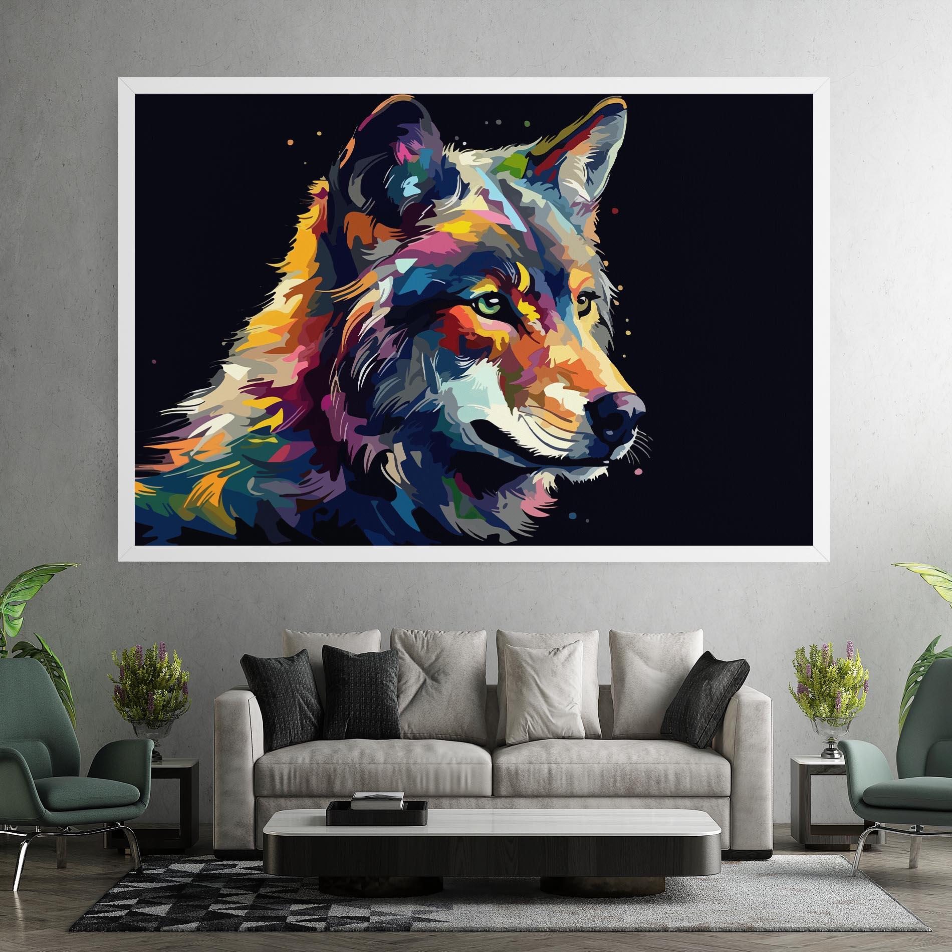 Leinwandbild Painted Wolf mockup 7