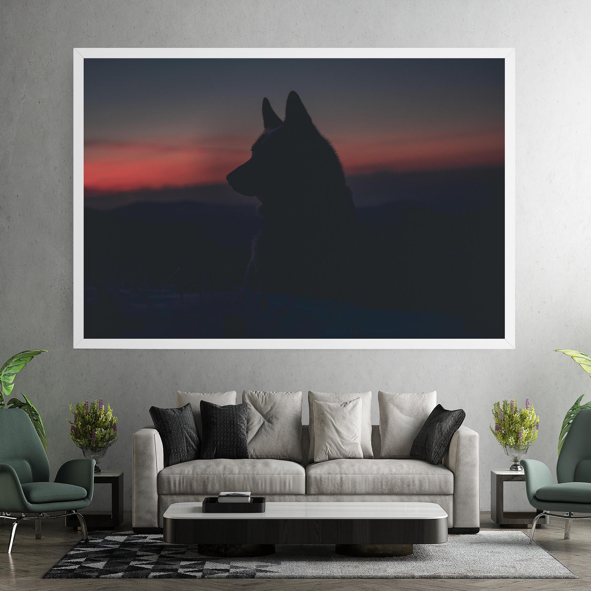Leinwandbild Wolf Shillouette mockup 7