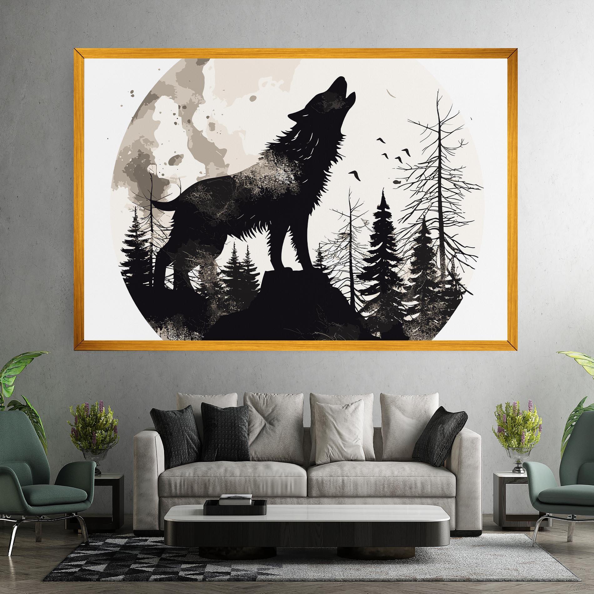 Leinwandbild Black On Cream Wolf mockup 7