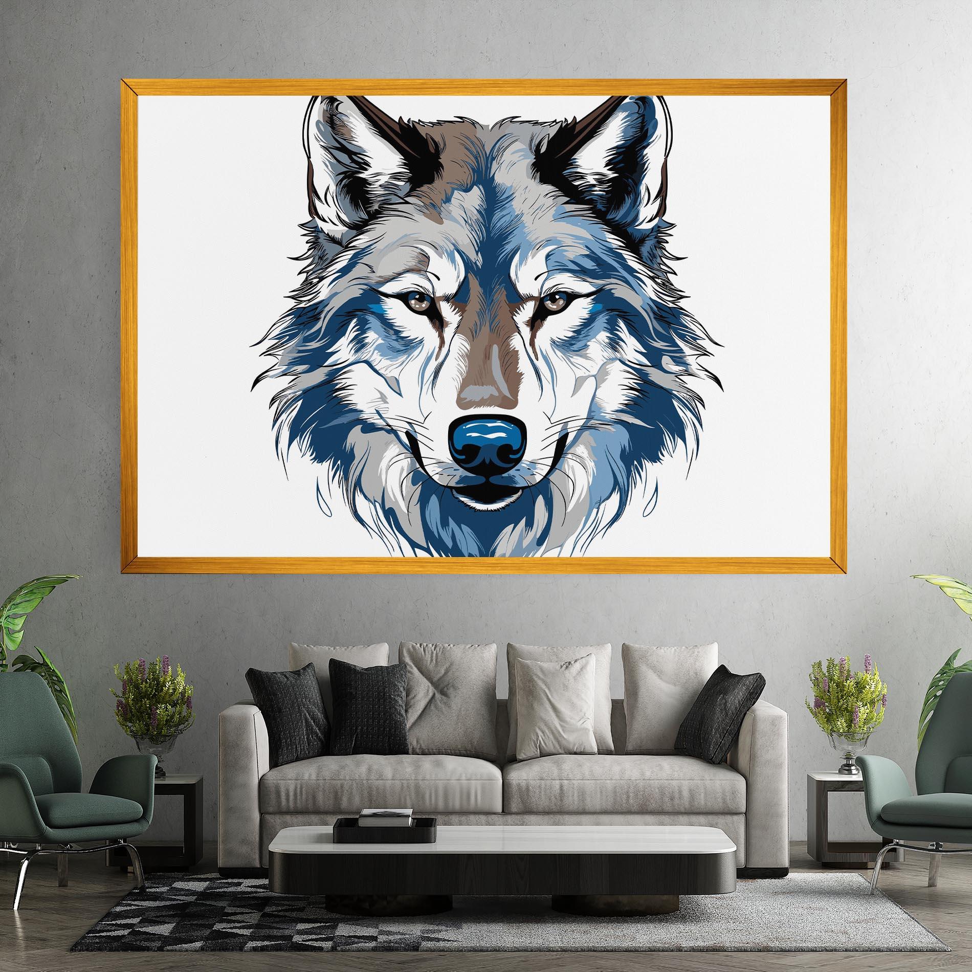 Leinwandbild Blue Wolf Head mockup 7