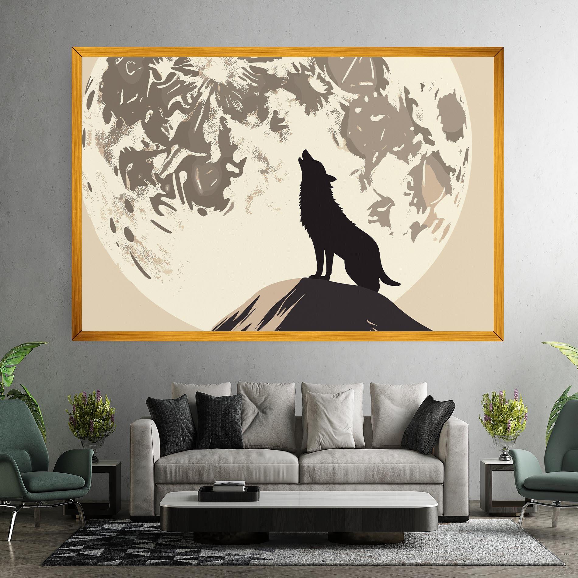 Leinwandbild Cream Moon Wolf mockup 7