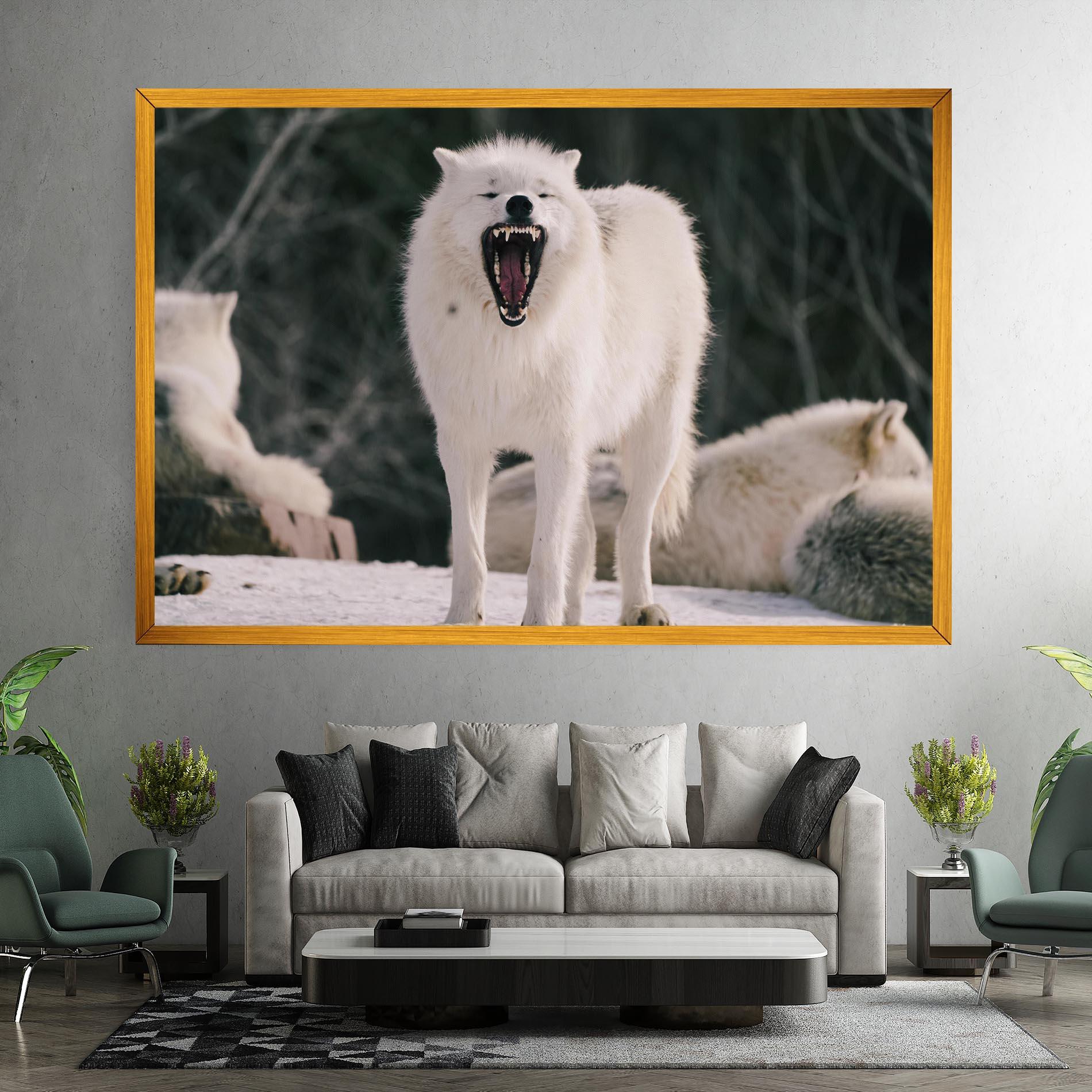 Leinwandbild Laughing White Wolf mockup 7