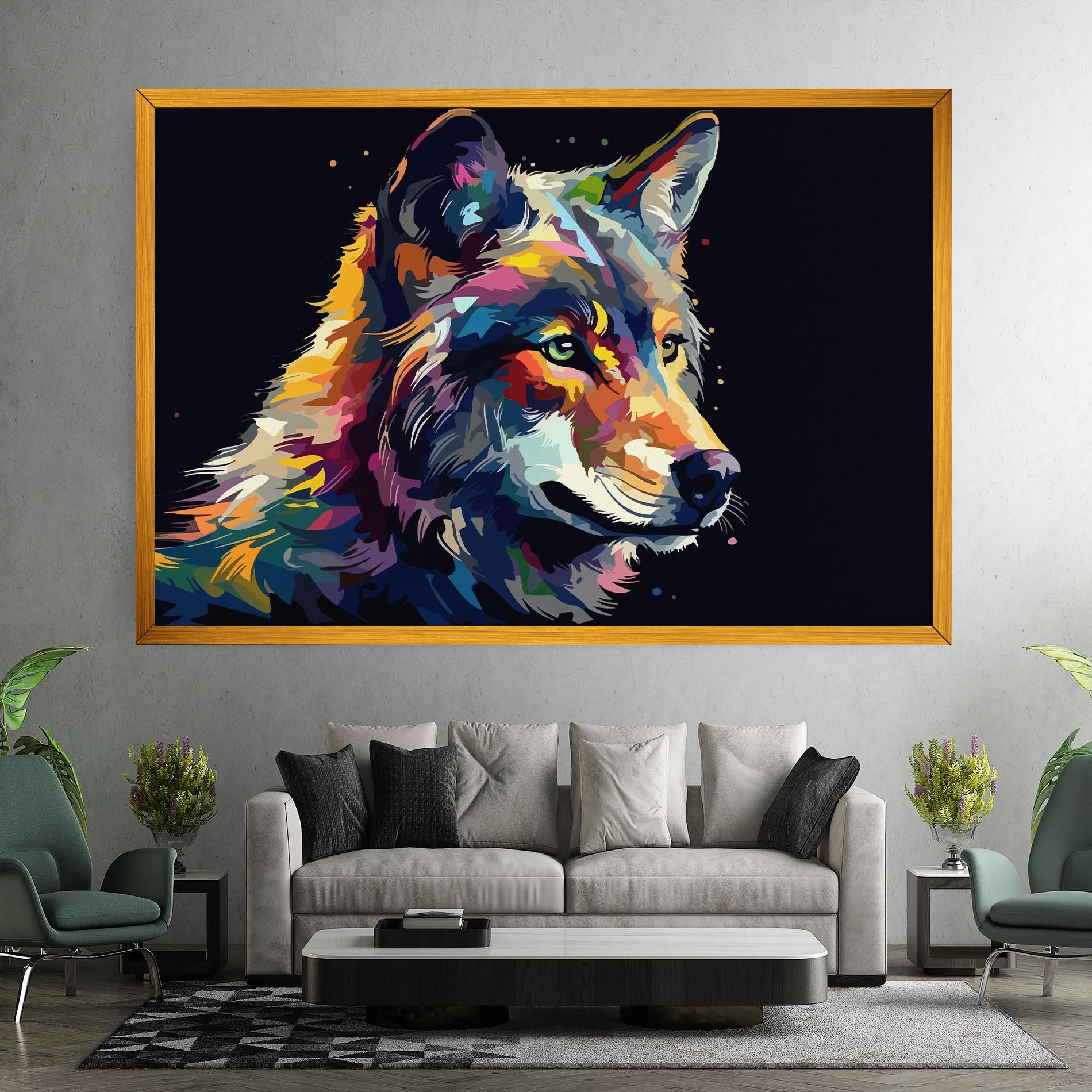 Leinwandbild Painted Wolf mockup 7
