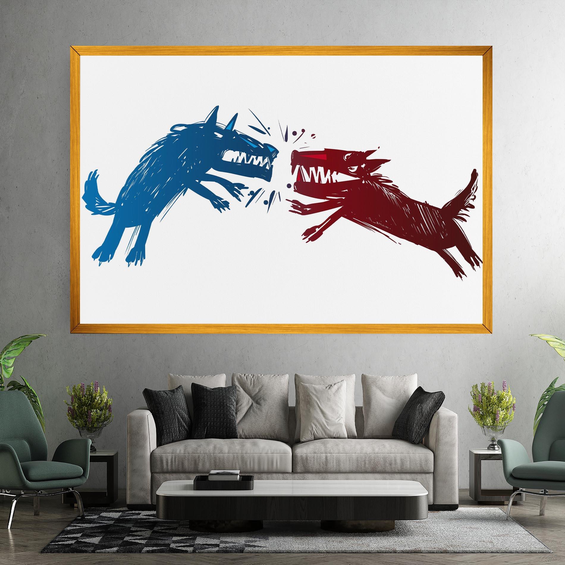 Leinwandbild Red Blue Wolves mockup 7