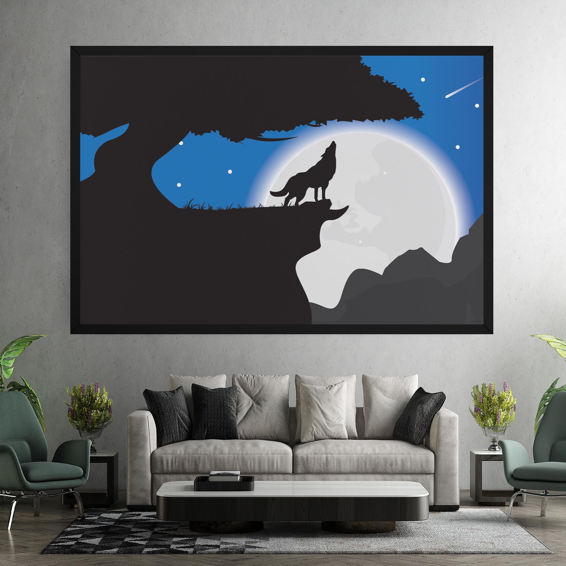 Leinwandbild Blue Light Wolf mockup 7