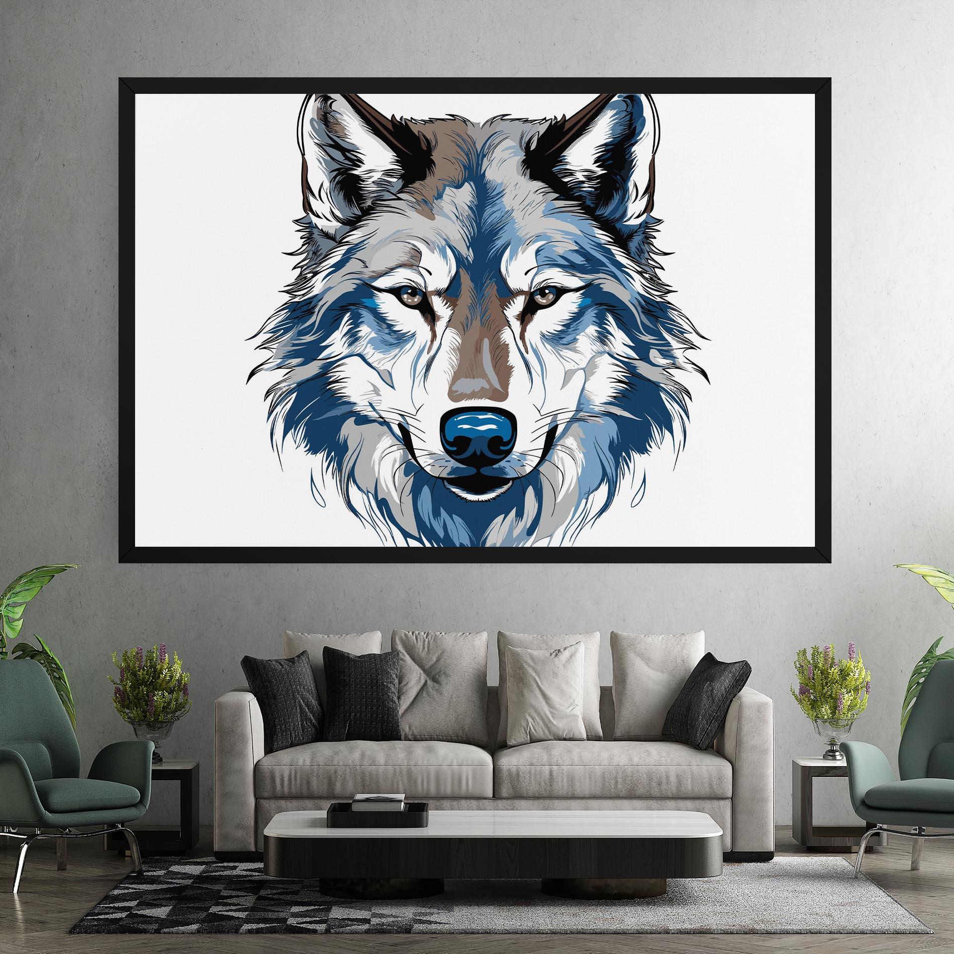 Leinwandbild Blue Wolf Head mockup 7