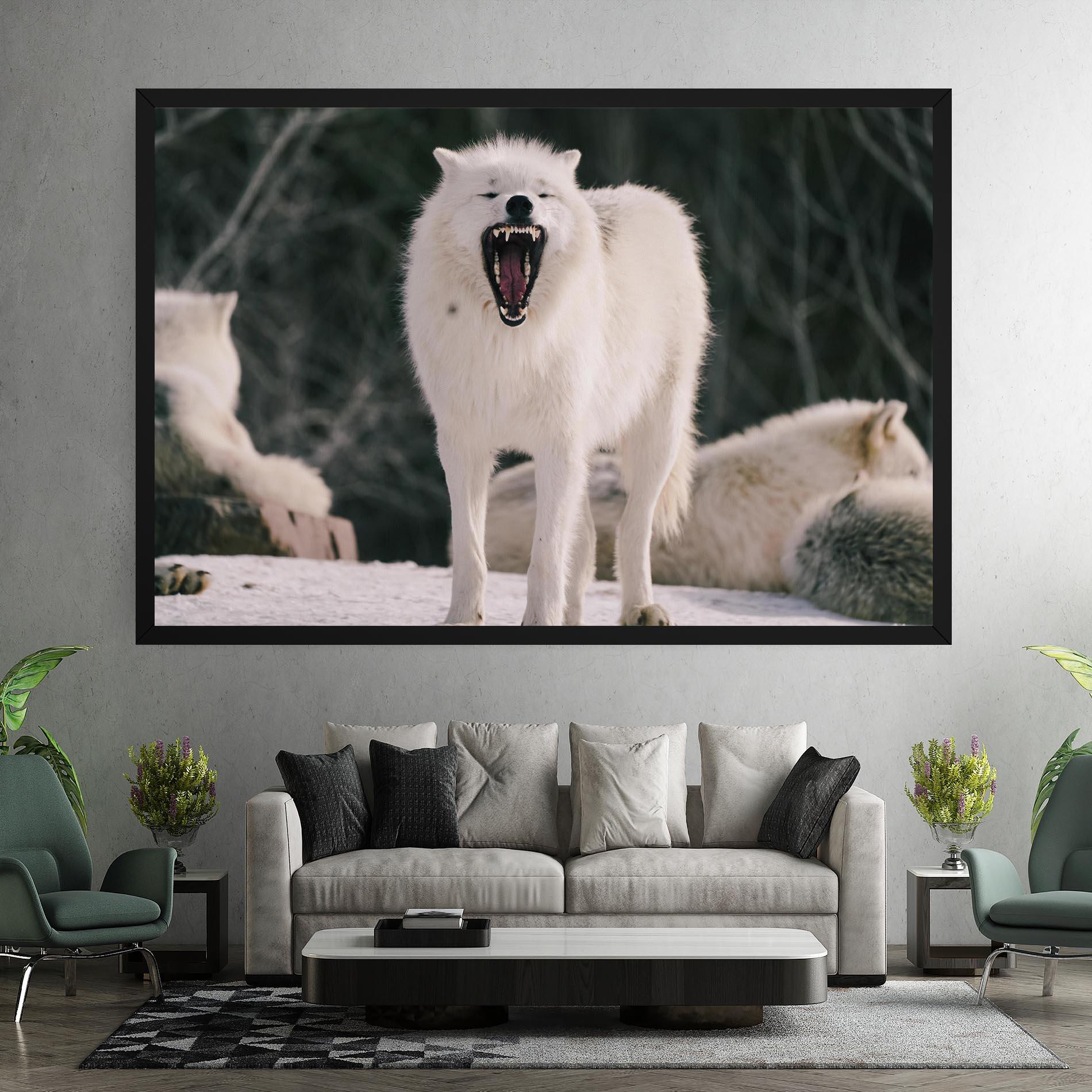 Leinwandbild Laughing White Wolf mockup 7