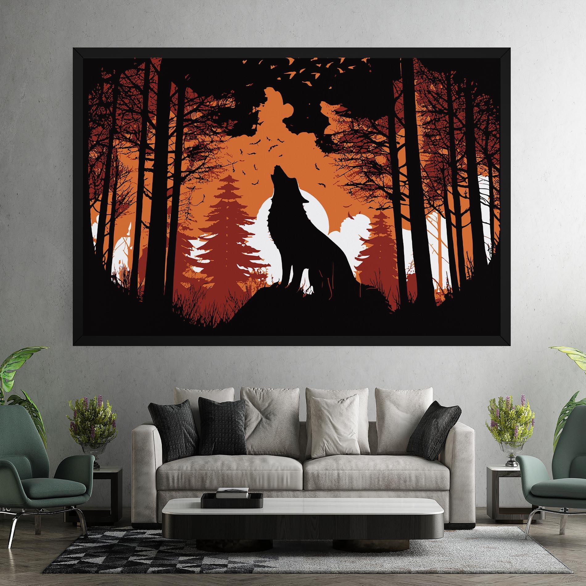 Leinwandbild Orange Sky Wolf mockup 7