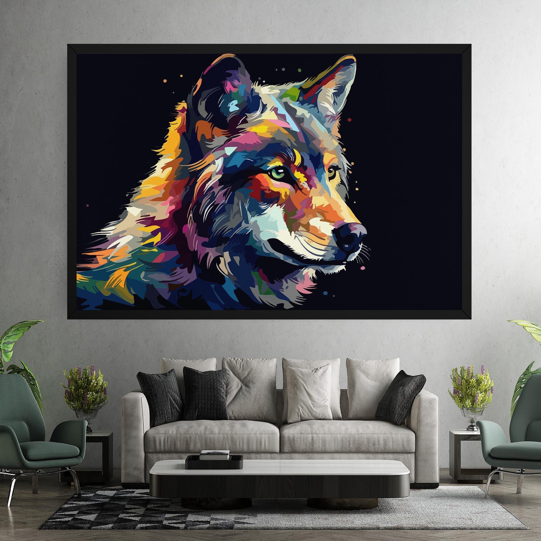 Leinwandbild Painted Wolf mockup 7