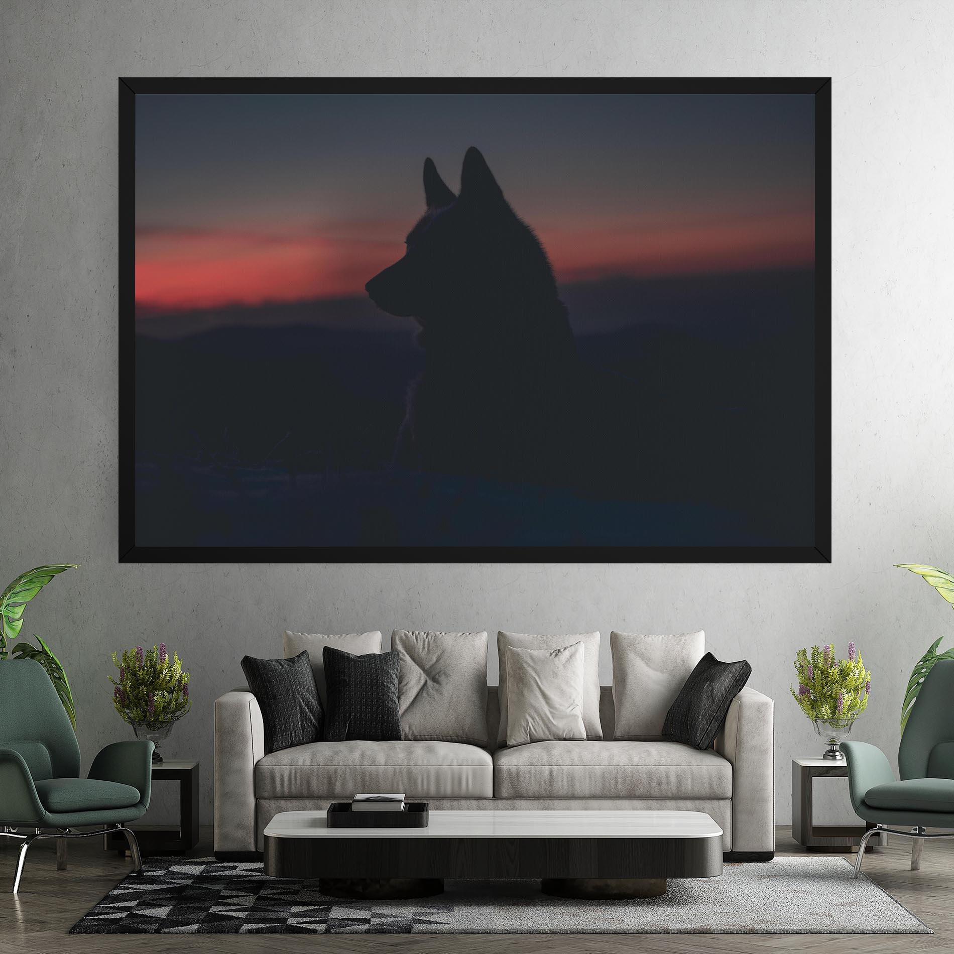 Leinwandbild Wolf Shillouette mockup 7