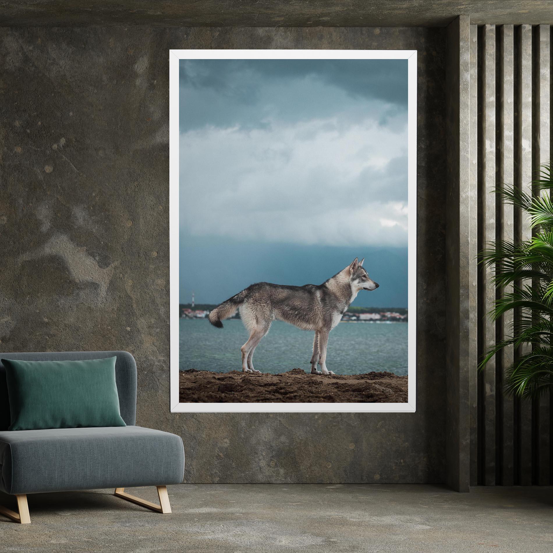 Leinwandbild Grey Wolf Looking mockup 7