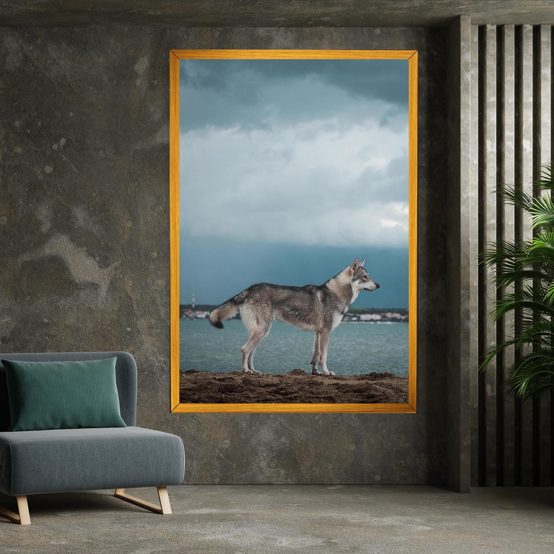 Leinwandbild Grey Wolf Looking mockup 7