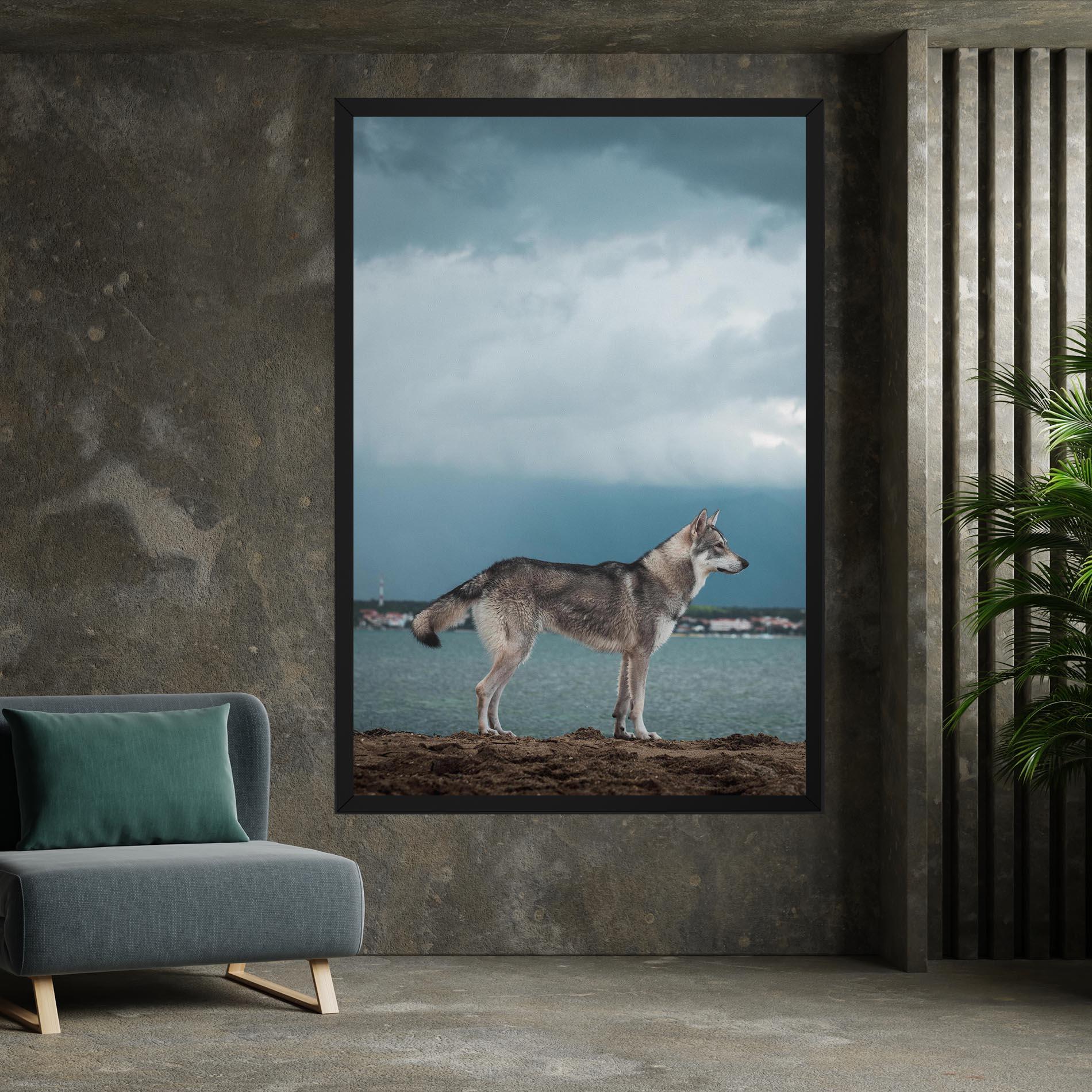 Leinwandbild Grey Wolf Looking mockup 7