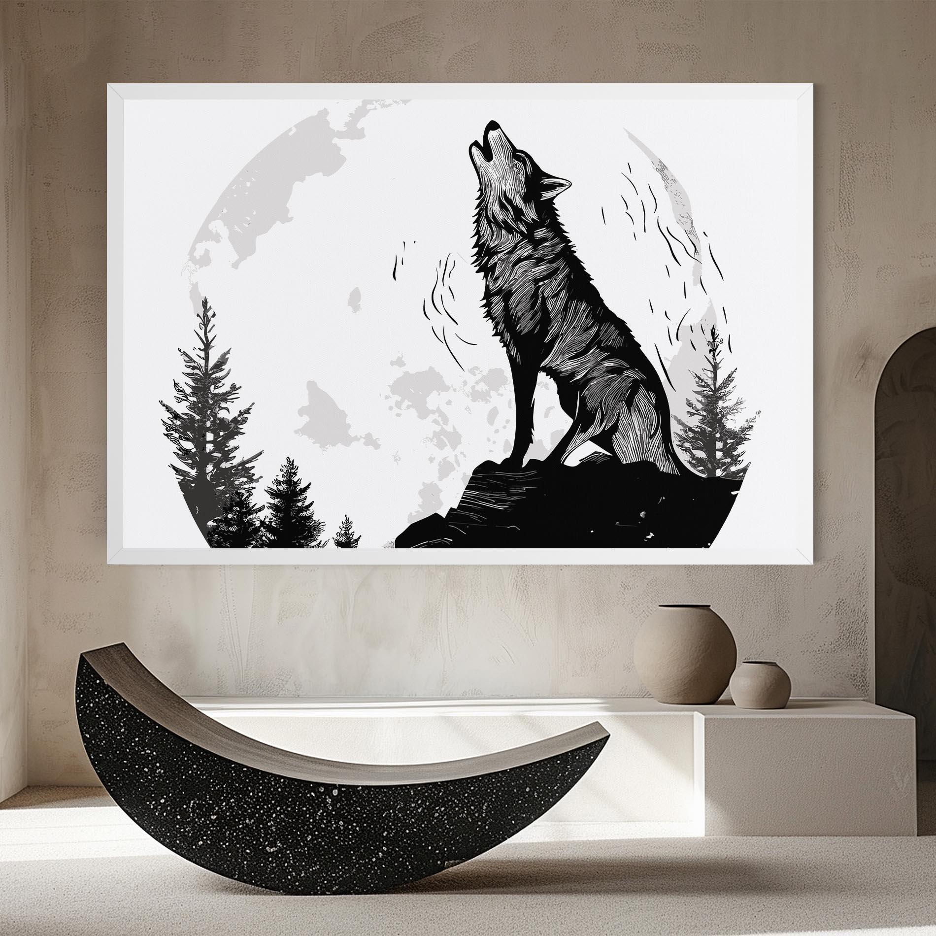 Leinwandbild Grey Moon Wolf mockup 8
