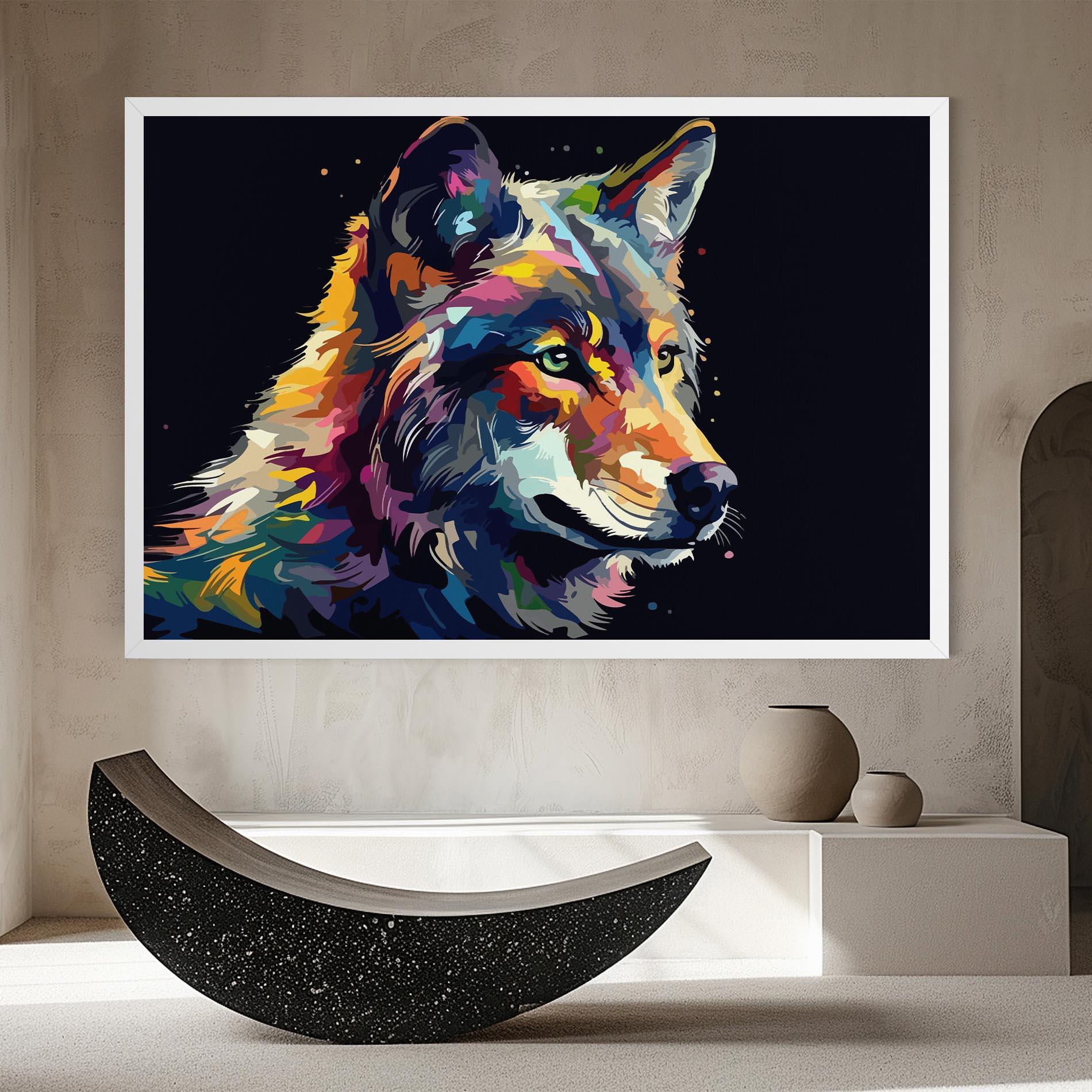 Leinwandbild Painted Wolf mockup 8