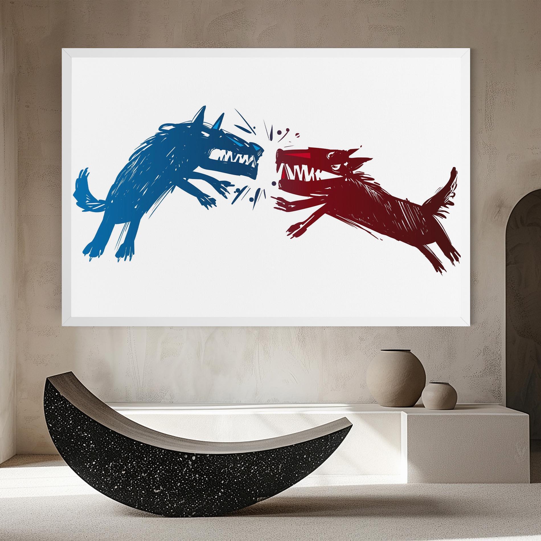Leinwandbild Red Blue Wolves mockup 8
