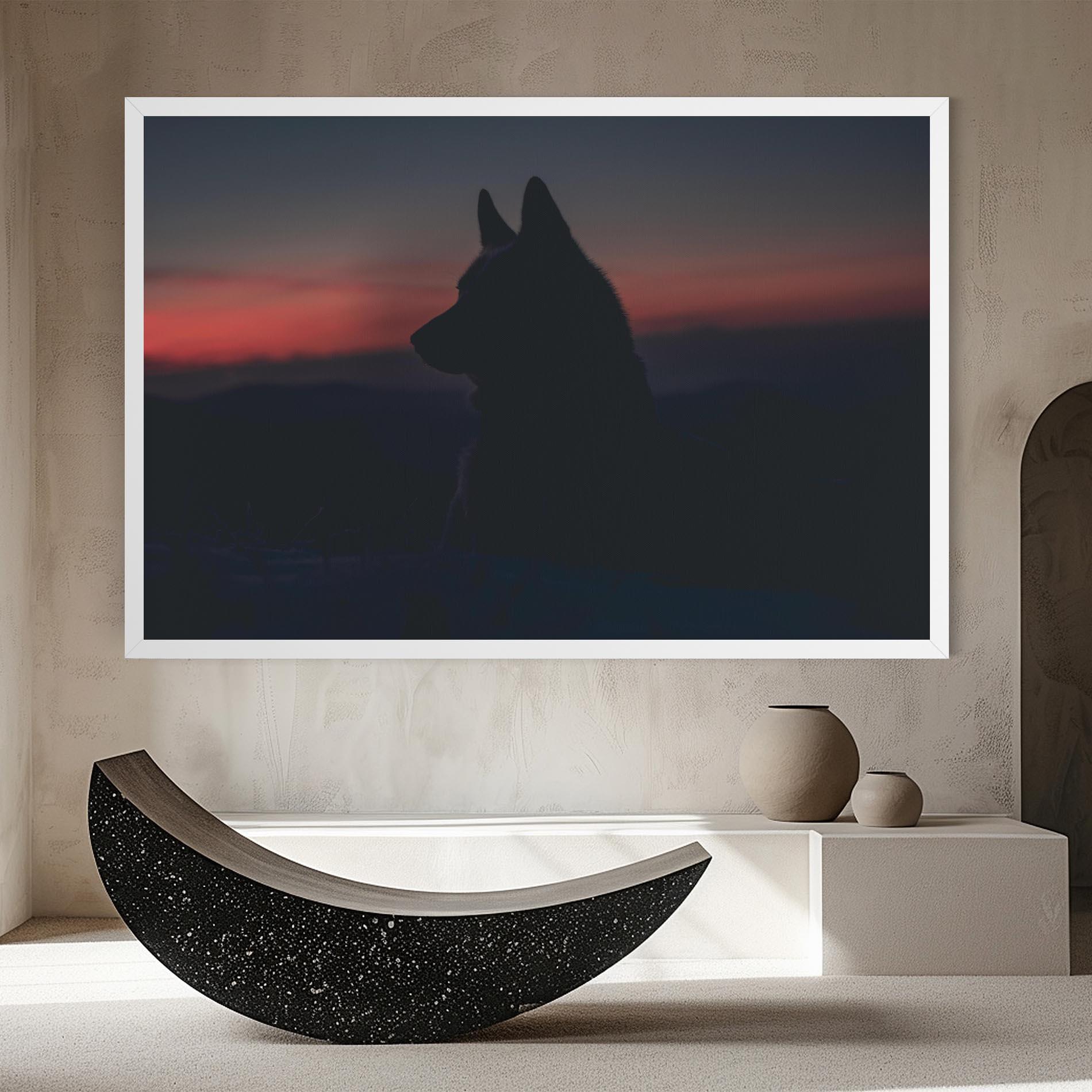 Leinwandbild Wolf Shillouette mockup 8