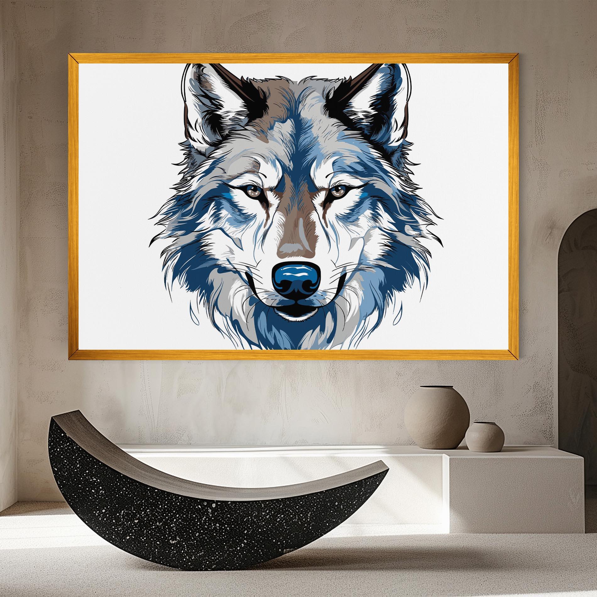 Leinwandbild Blue Wolf Head mockup 8
