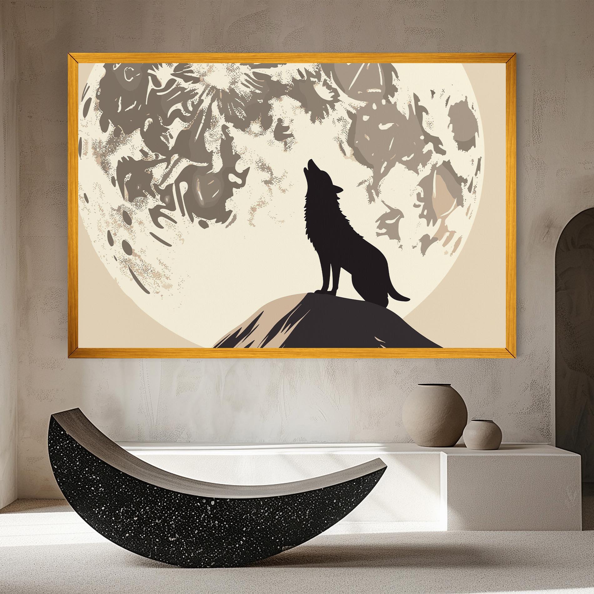 Leinwandbild Cream Moon Wolf mockup 8