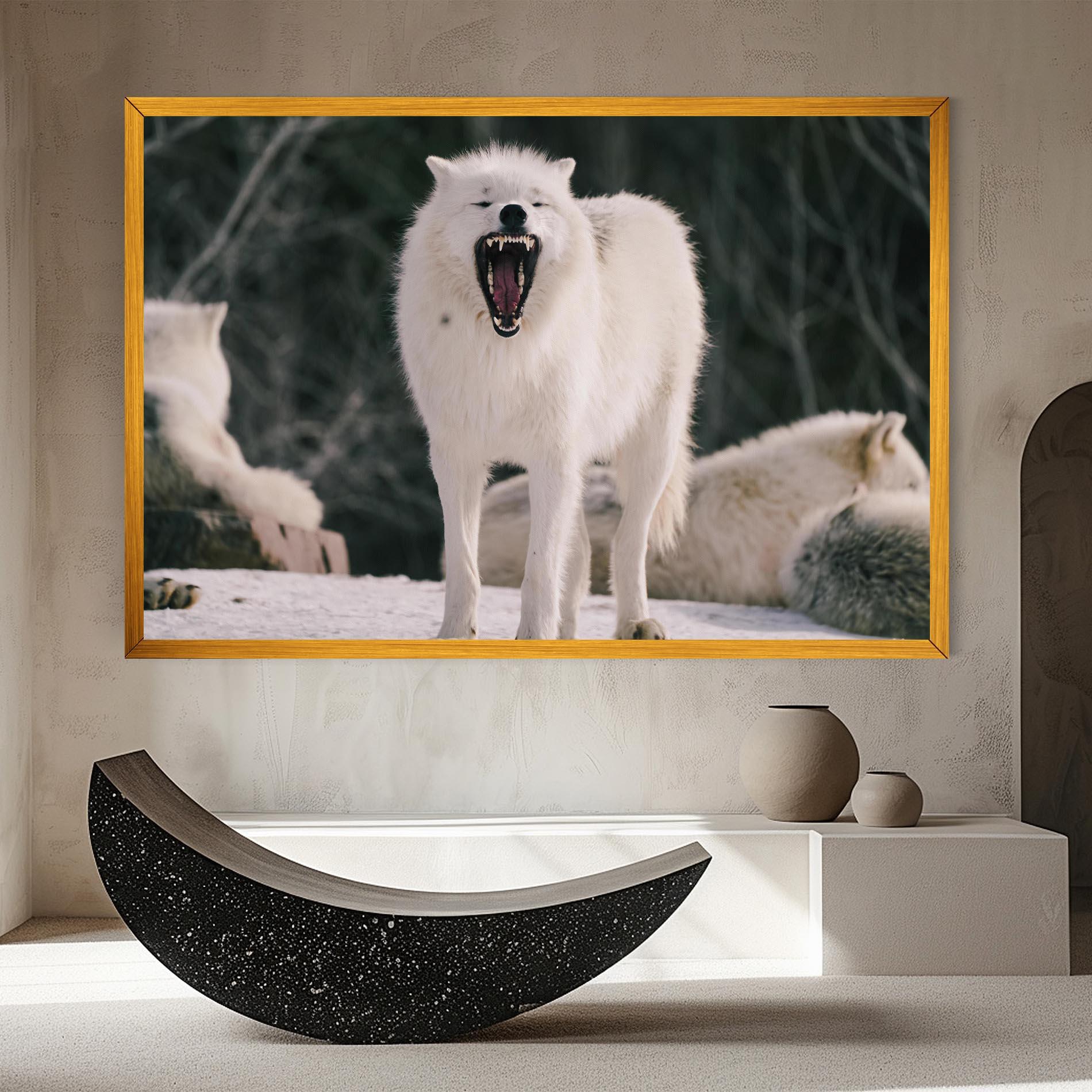 Leinwandbild Laughing White Wolf mockup 8