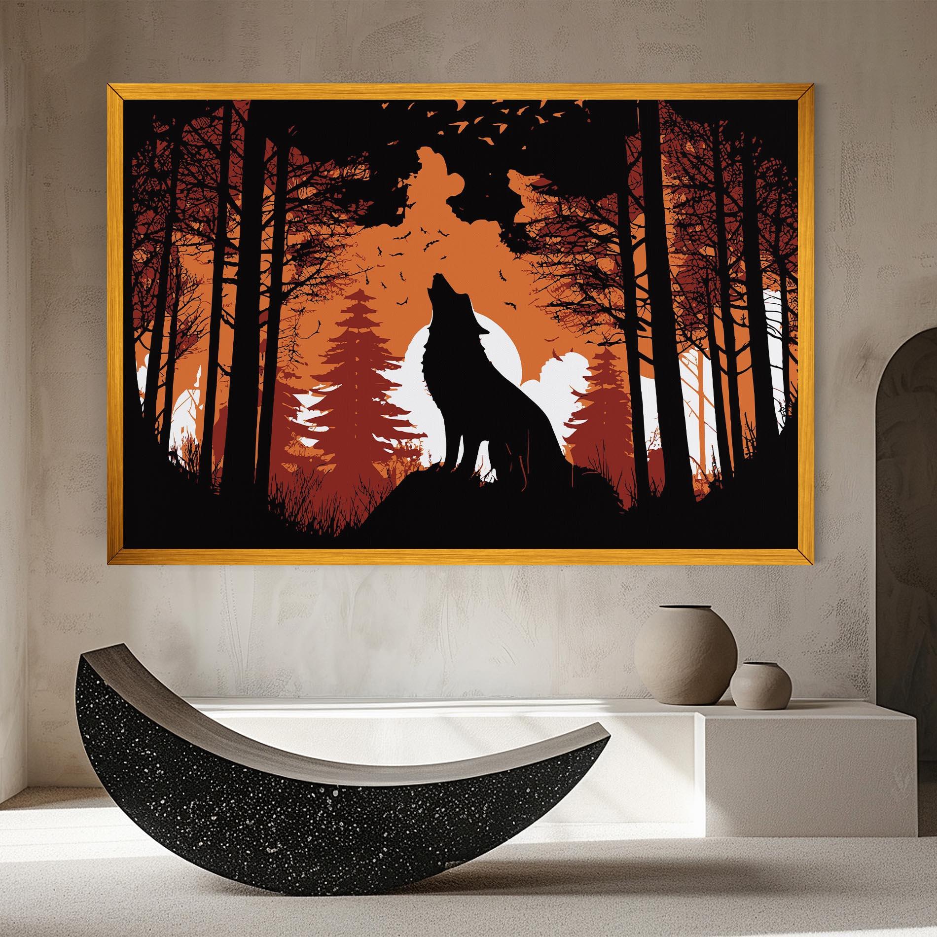 Leinwandbild Orange Sky Wolf mockup 8