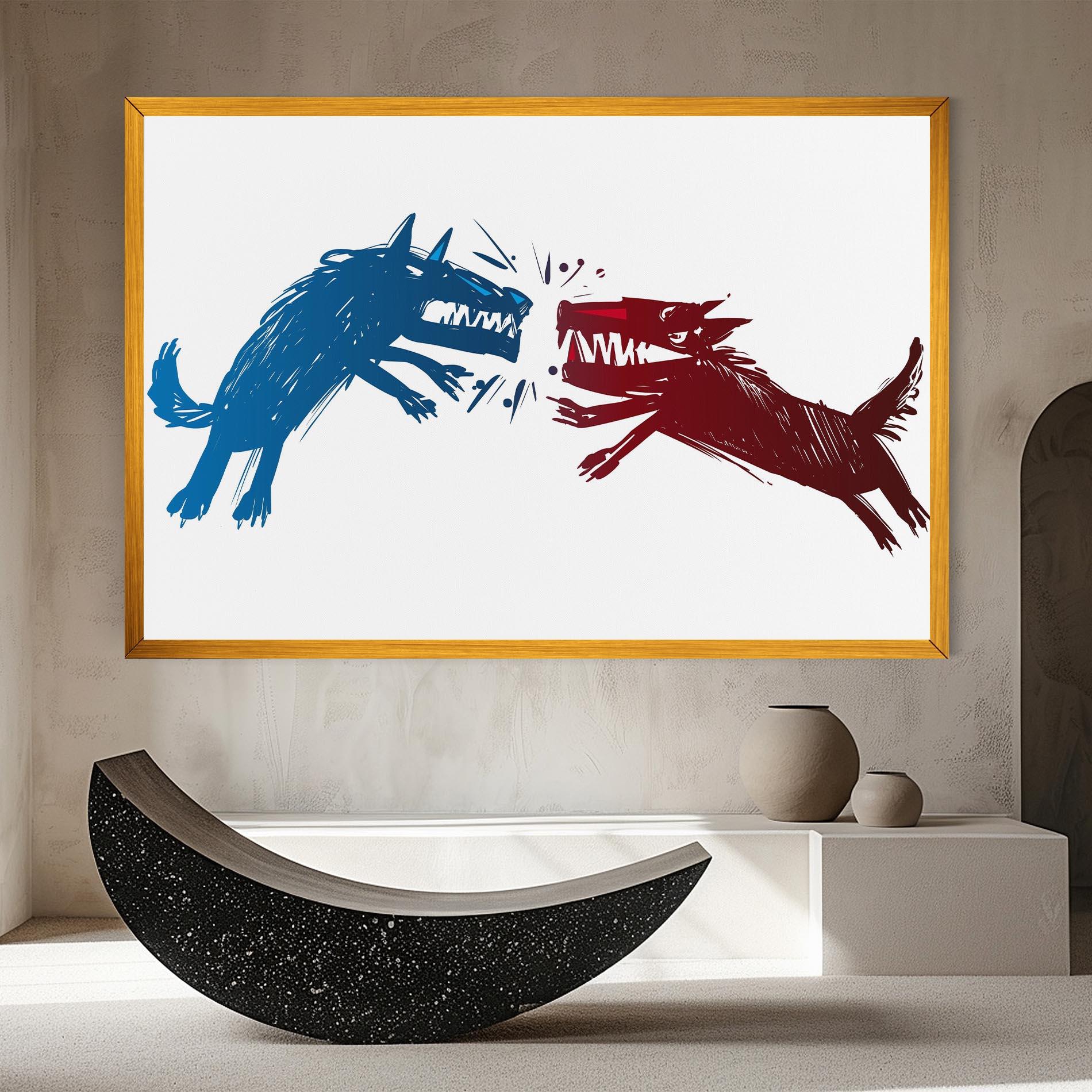 Leinwandbild Red Blue Wolves mockup 8