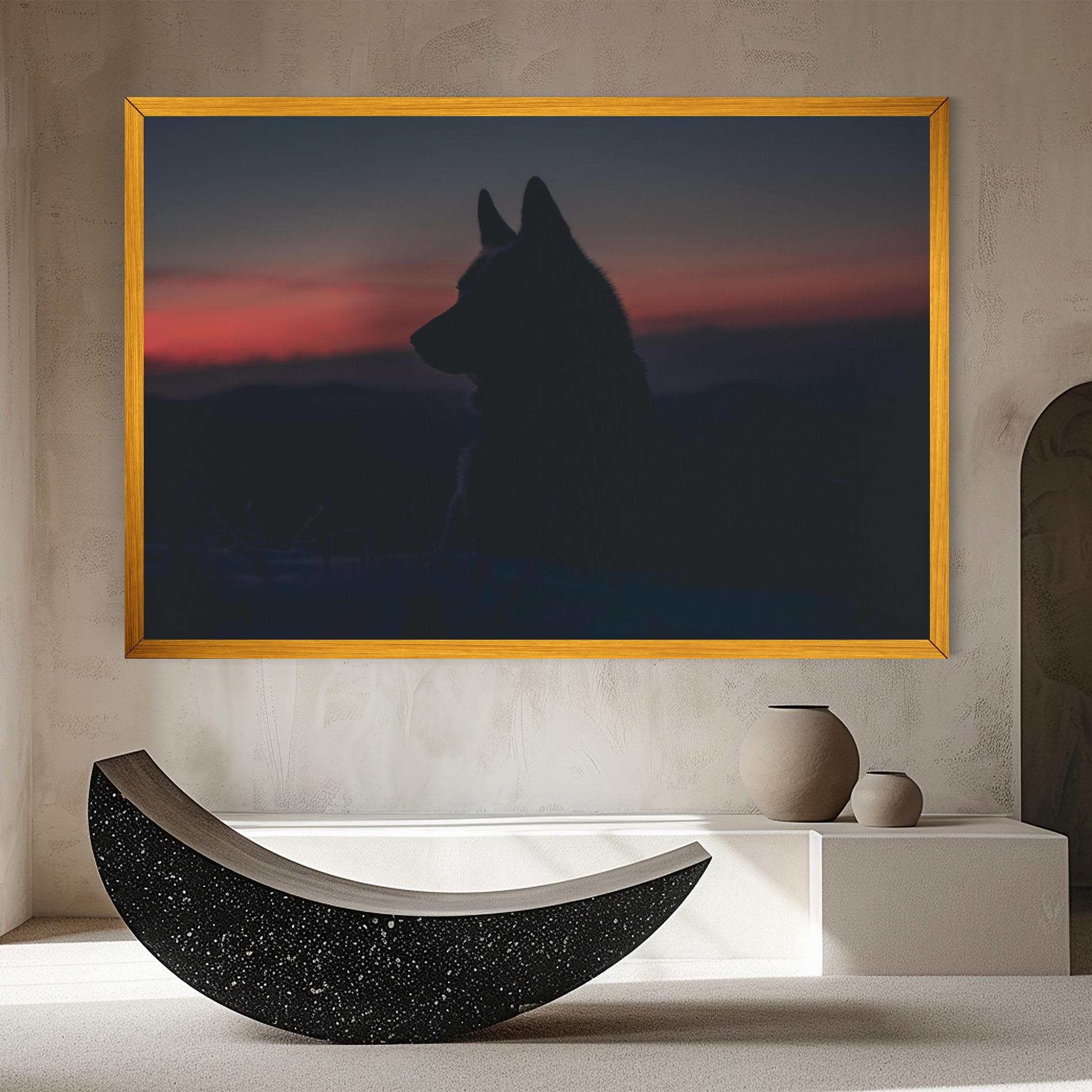 Leinwandbild Wolf Shillouette mockup 8