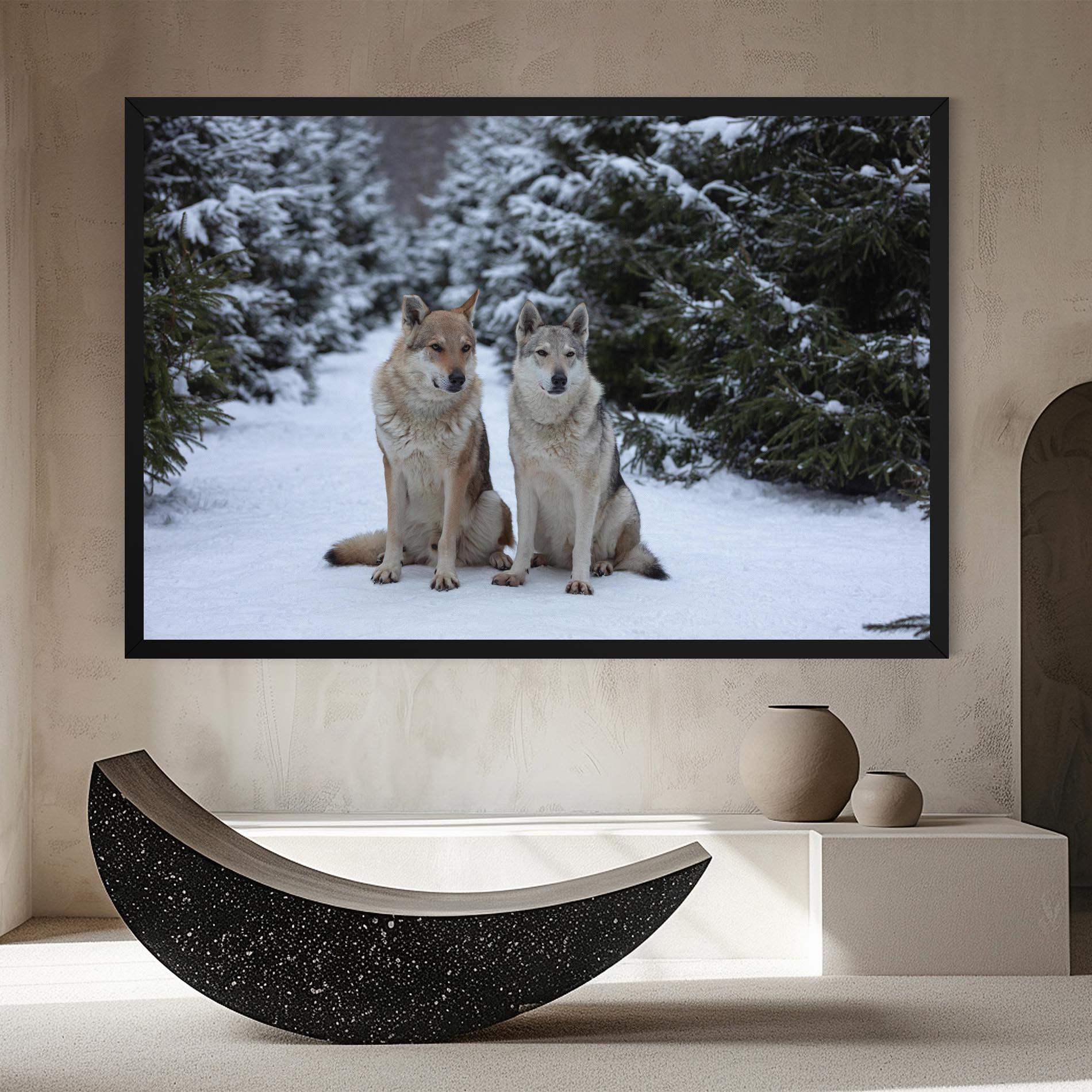 Leinwandbild 2 Wolfs Sitting mockup 8