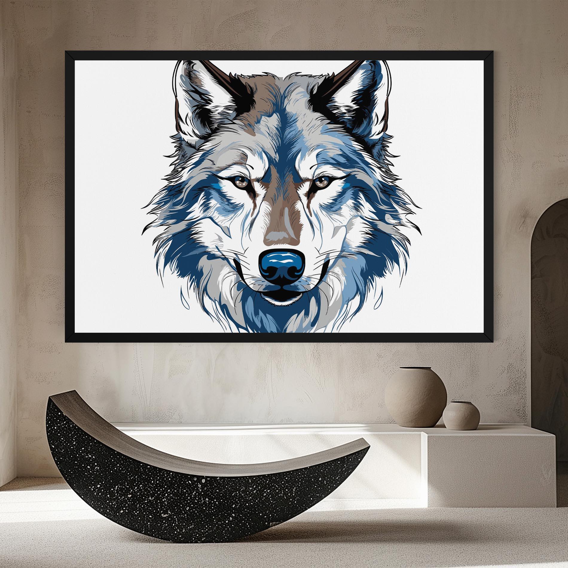 Leinwandbild Blue Wolf Head mockup 8