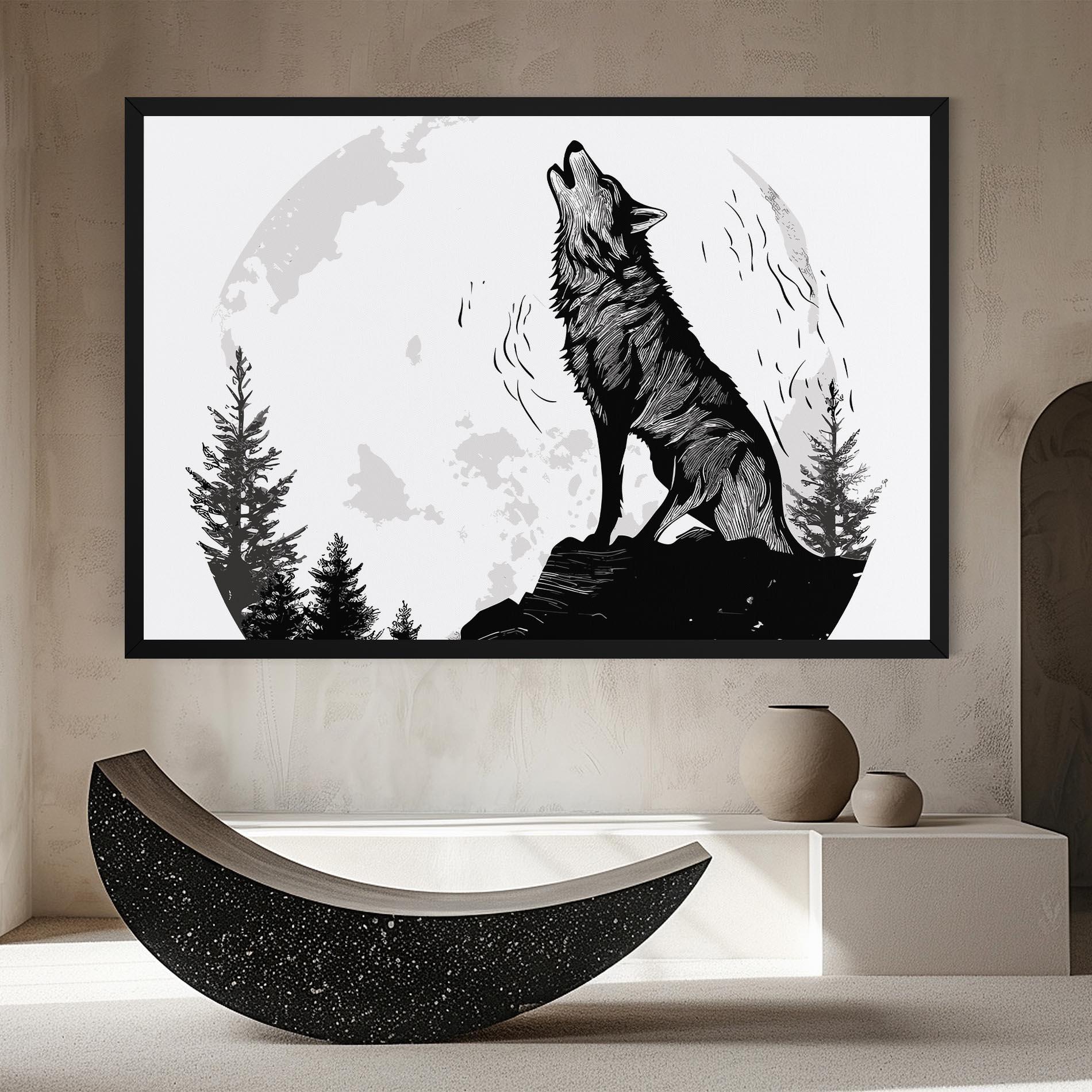 Leinwandbild Grey Moon Wolf mockup 8