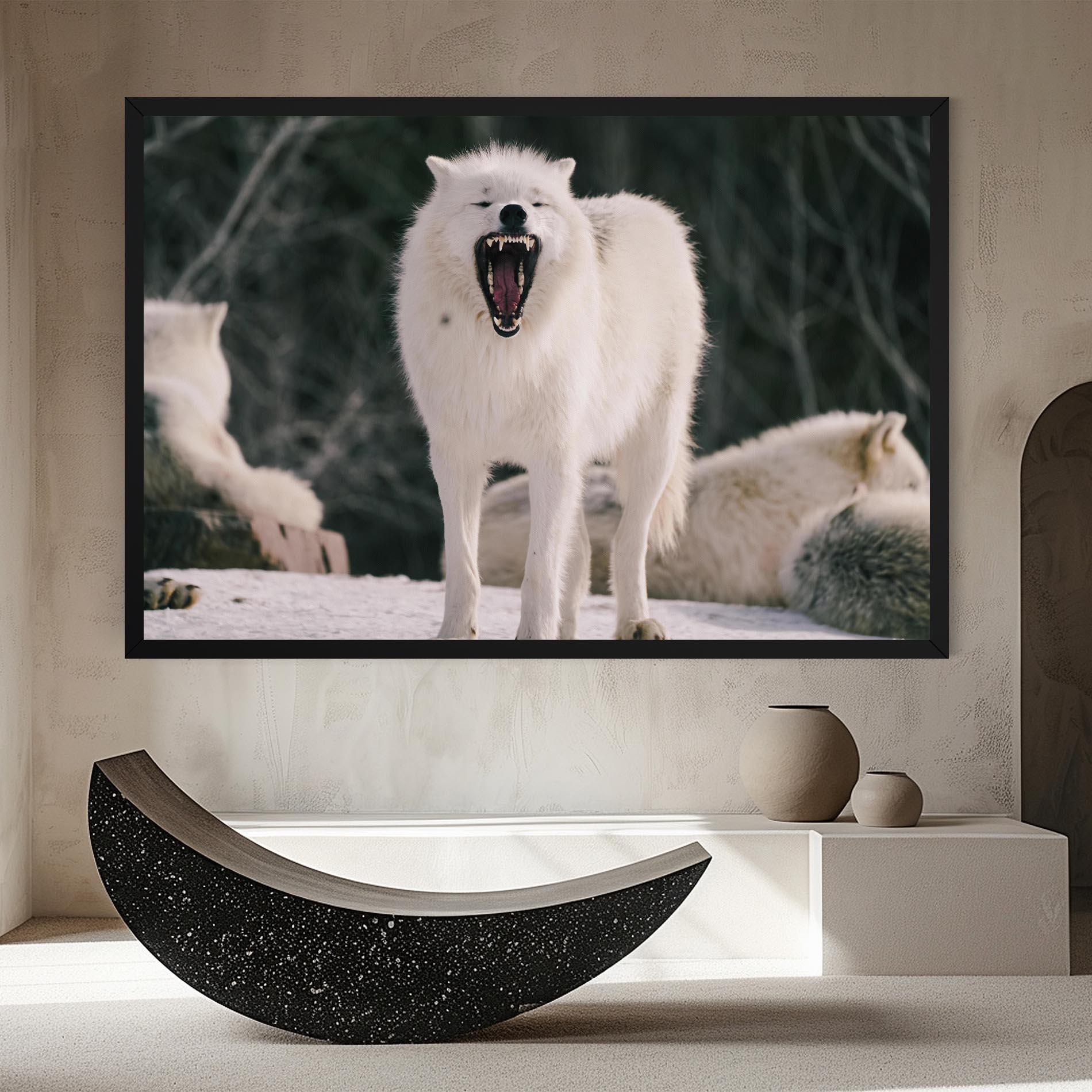 Leinwandbild Laughing White Wolf mockup 8