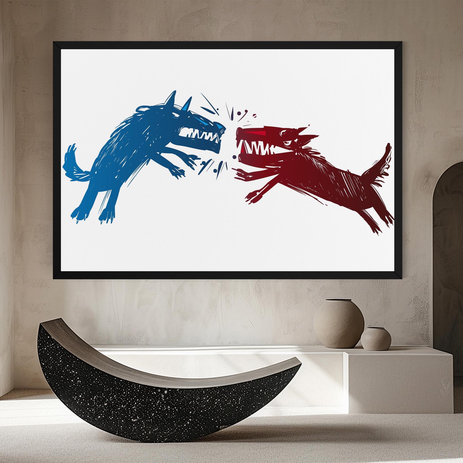 Leinwandbild Red Blue Wolves mockup 8