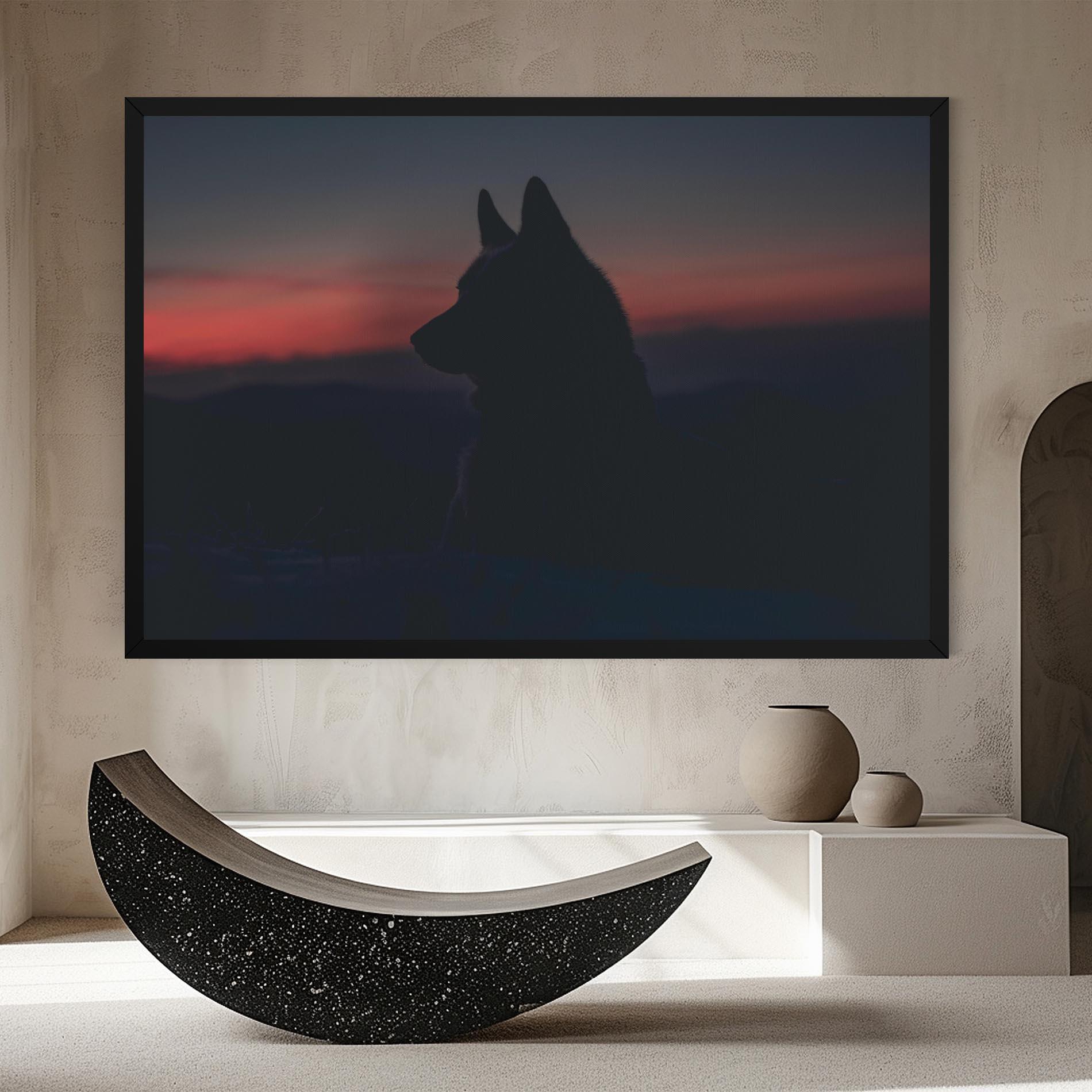 Leinwandbild Wolf Shillouette mockup 8