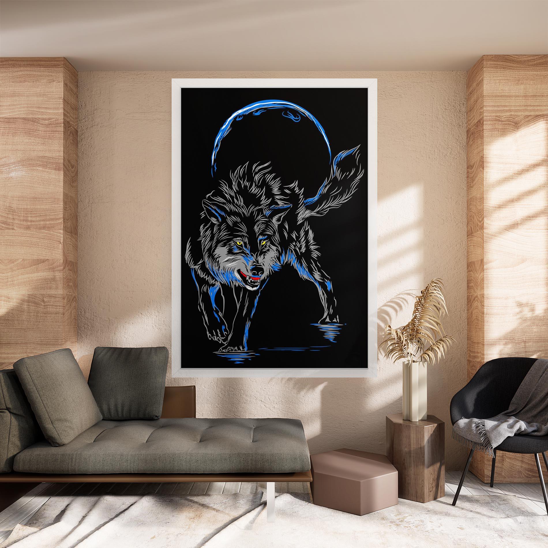 Leinwandbild Grey Blue Wolf mockup 8