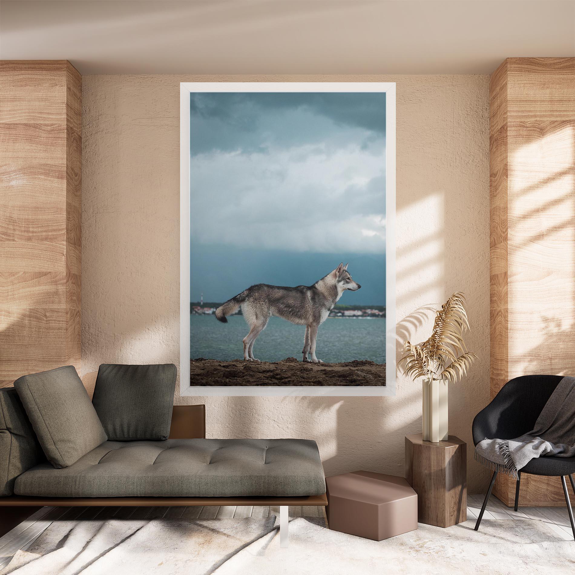 Leinwandbild Grey Wolf Looking mockup 8