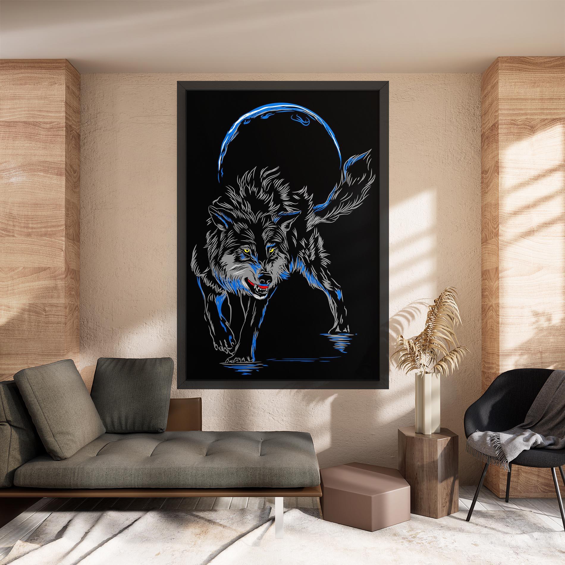 Leinwandbild Grey Blue Wolf mockup 8