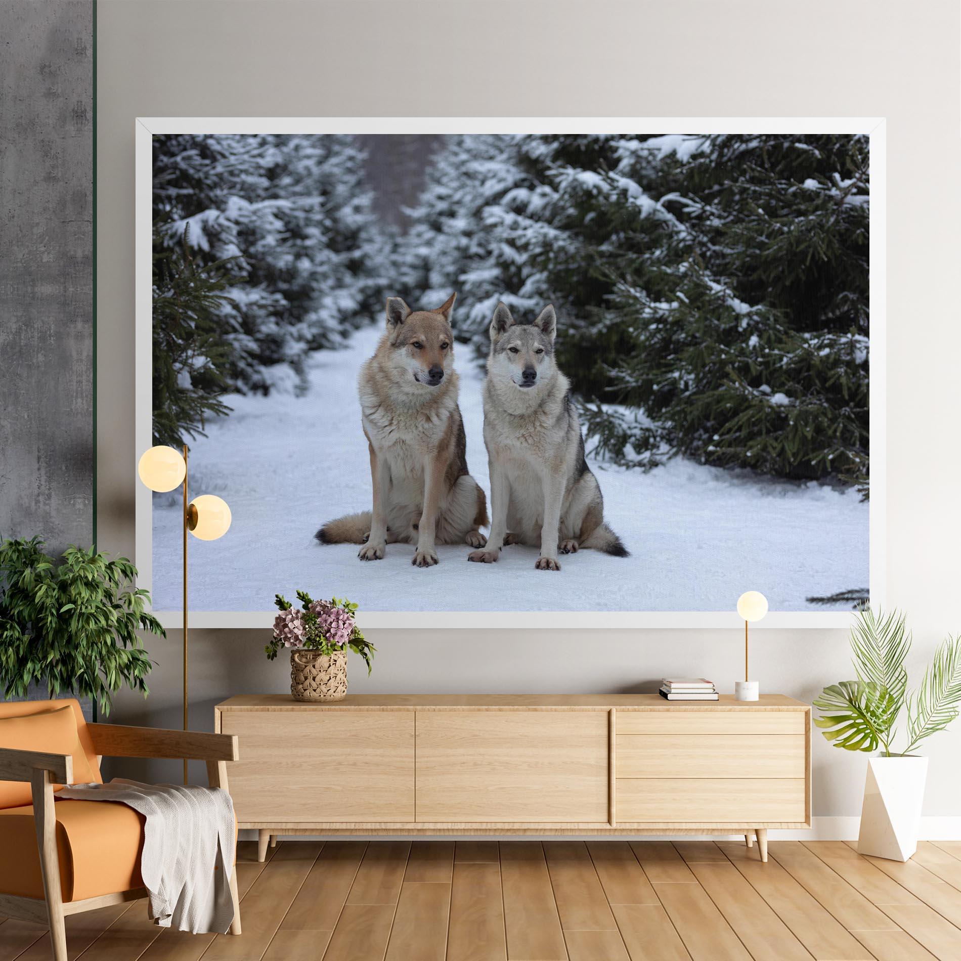 Leinwandbild 2 Wolfs Sitting mockup 9