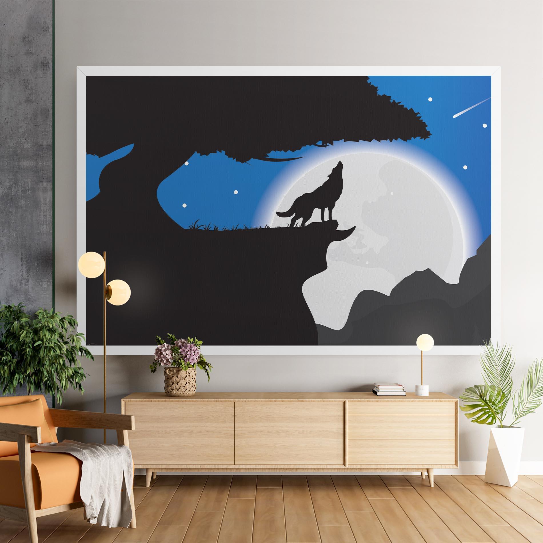 Leinwandbild Blue Light Wolf mockup 9