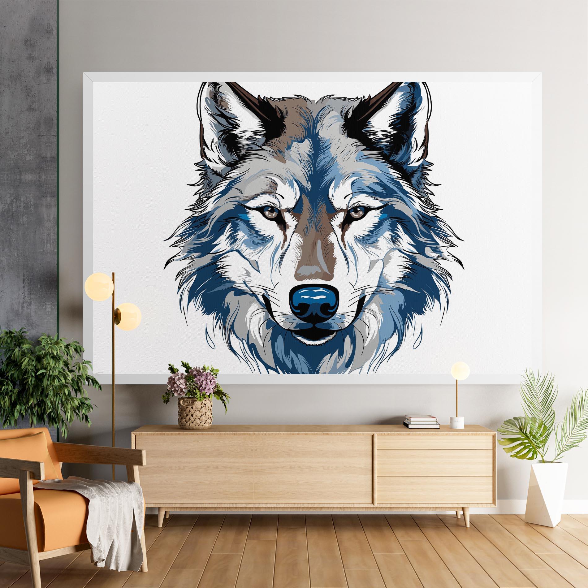 Leinwandbild Blue Wolf Head mockup 9