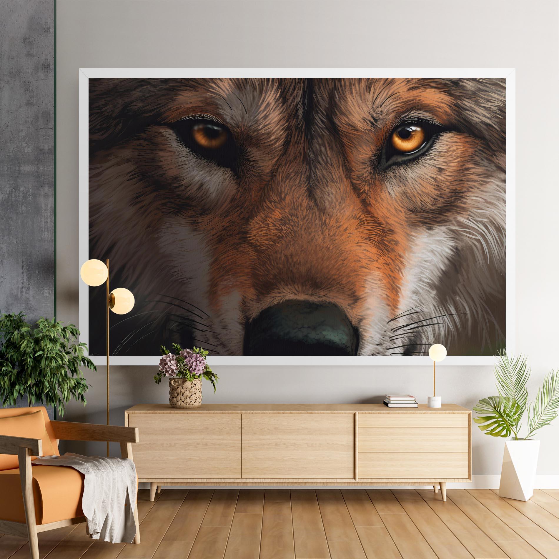 Leinwandbild Close Up Wolf Eyes mockup 9