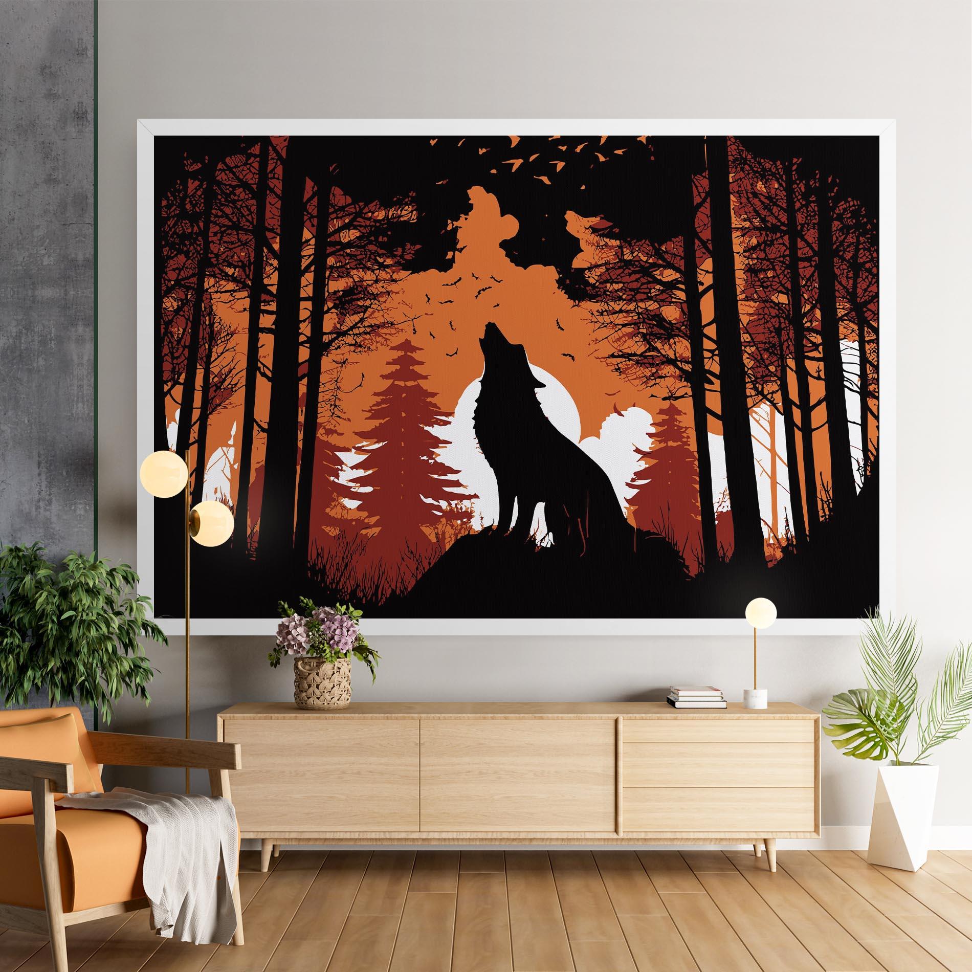 Leinwandbild Orange Sky Wolf mockup 9